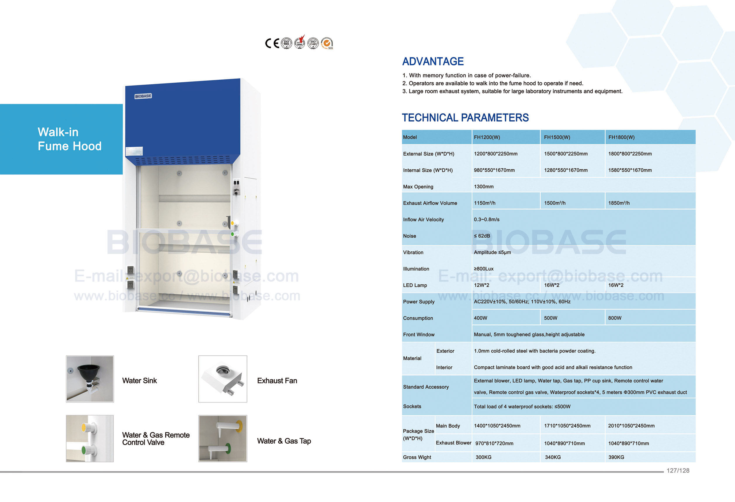 127-128 Walk-in Fume Hood 127-128 Hotte à accès direct