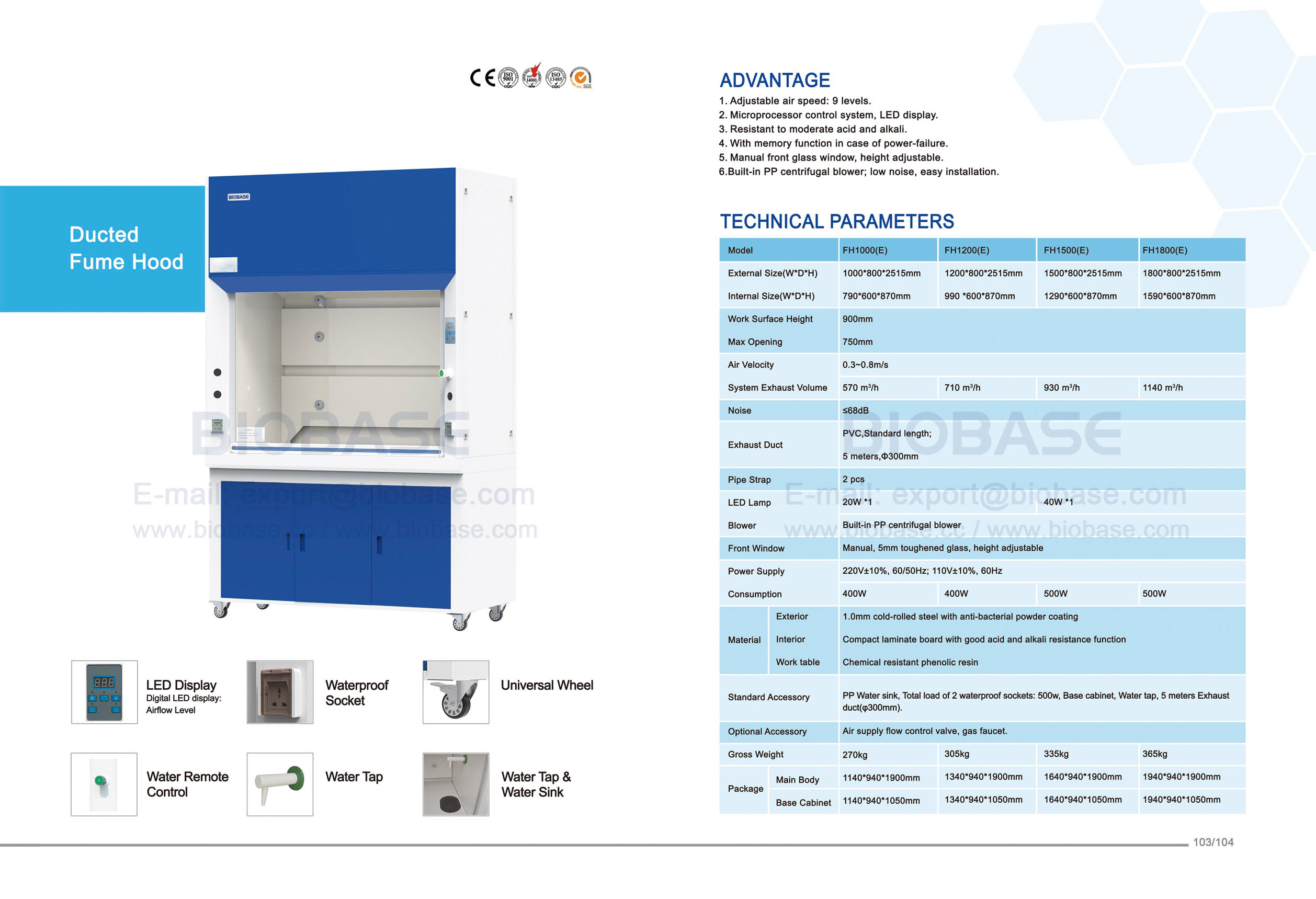 103-104 Fume Hood--FH1000(E) 103-104 Fume Hood - FH1000 (E)