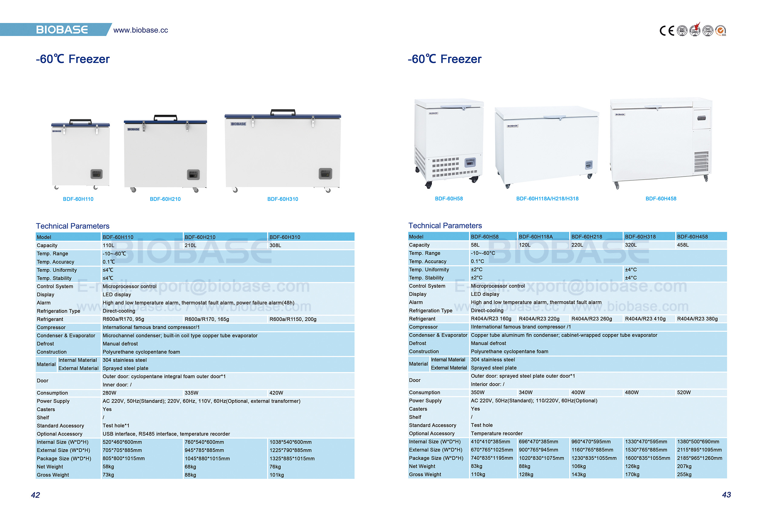 42-43 -60℃ Freezer 42-43 -60 ℃ CONGRIPTION