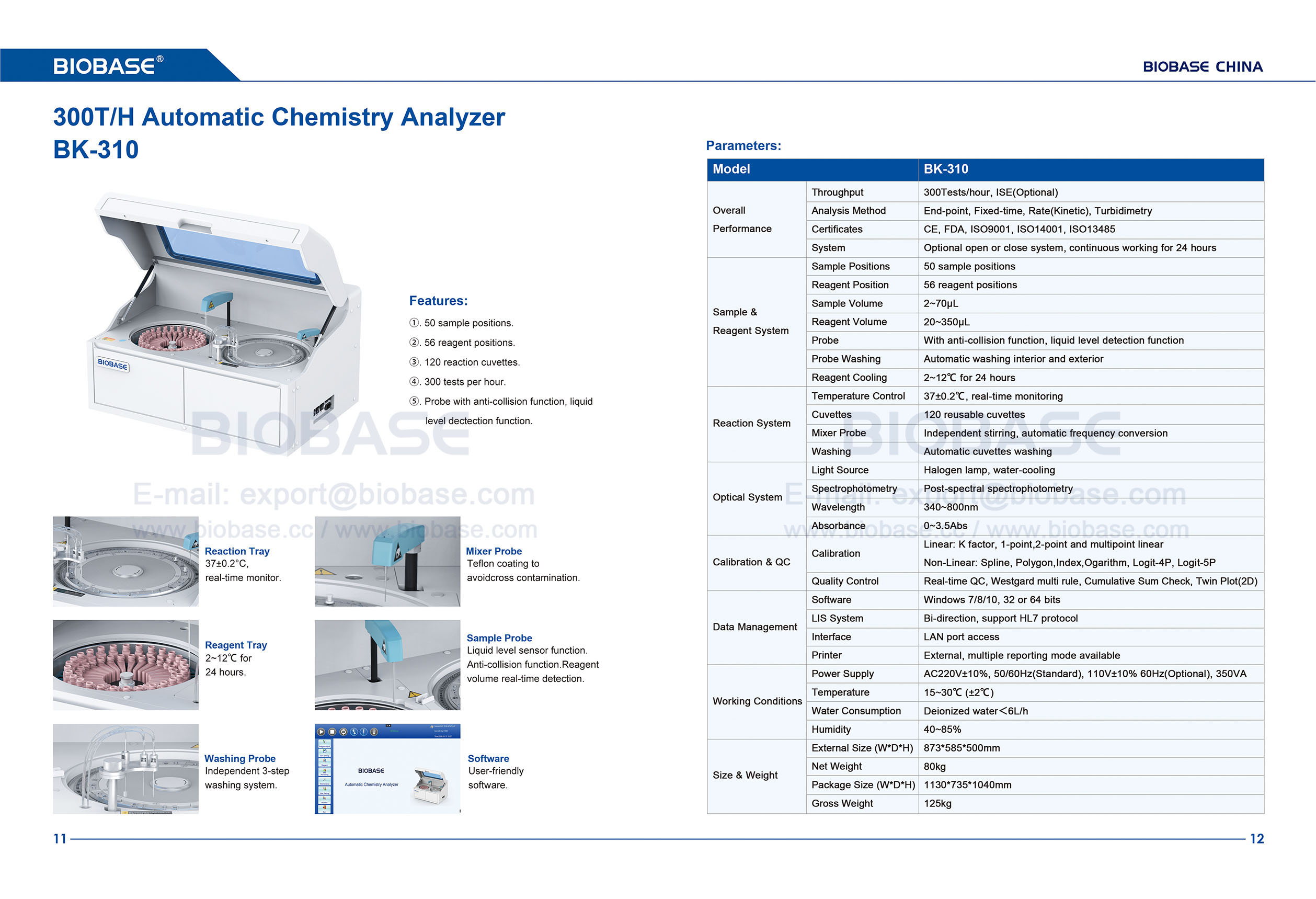 11-12 BK-310 Automatic Chemistry Analyzer 11-12 Analyseur chimique automatique BK-310