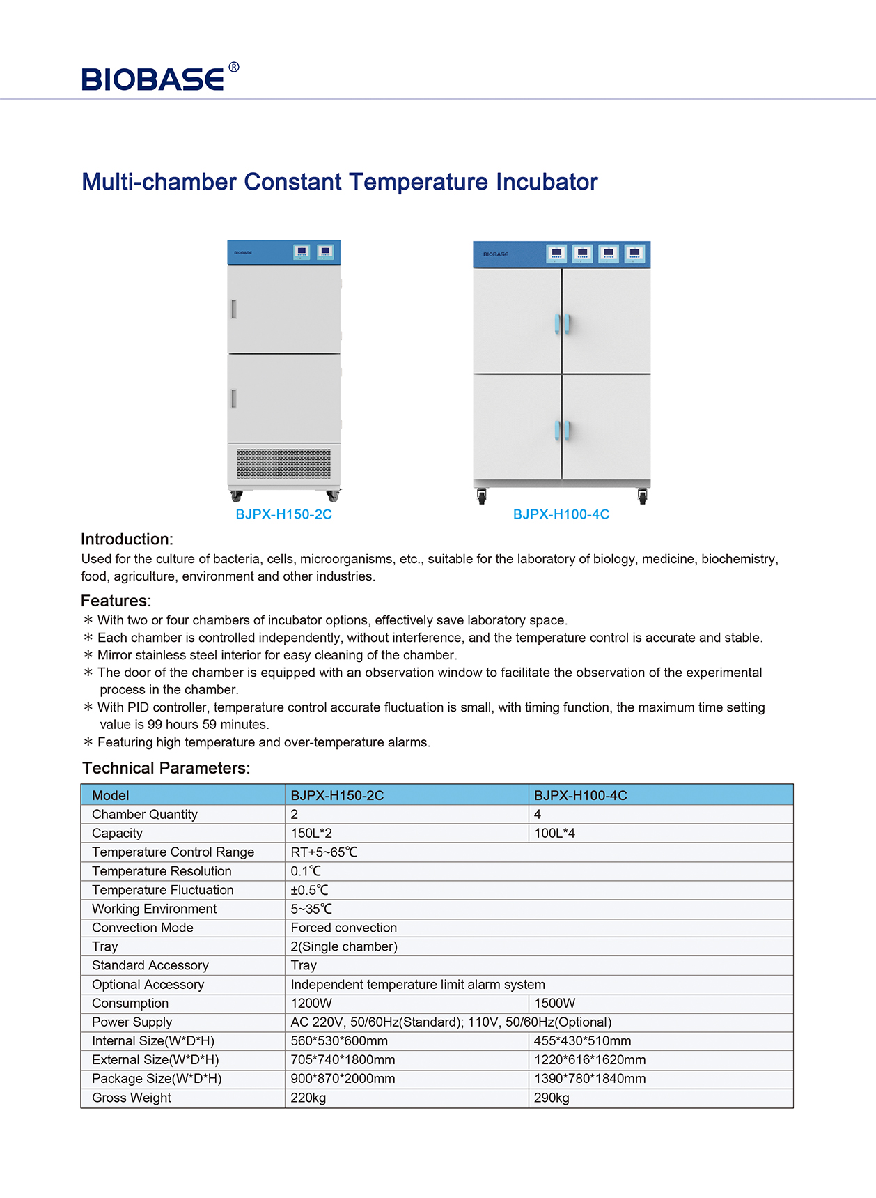 Multi-chamber Constant Temperature Incubator Incubateur à température constante multi-chambres
