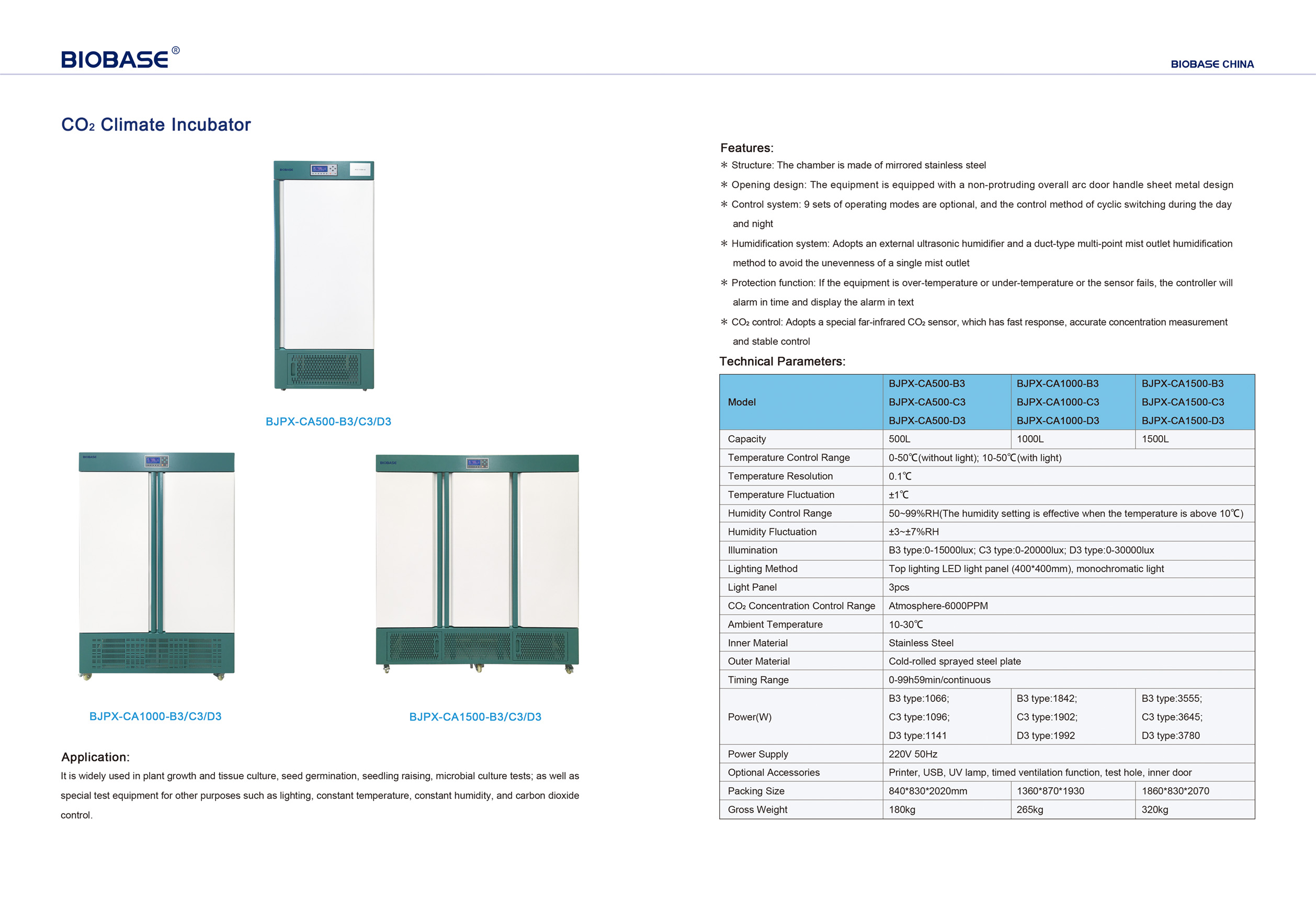 CO2 Climate Incubator Incubateur climatique CO2