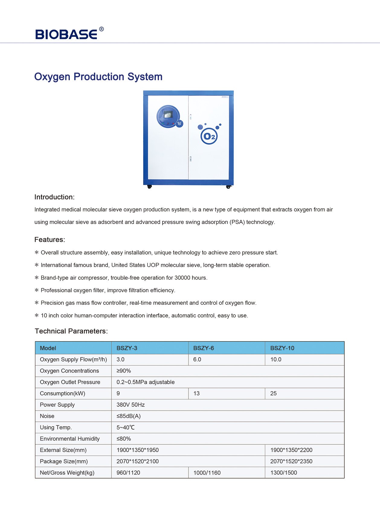 Système de production d'oxygène