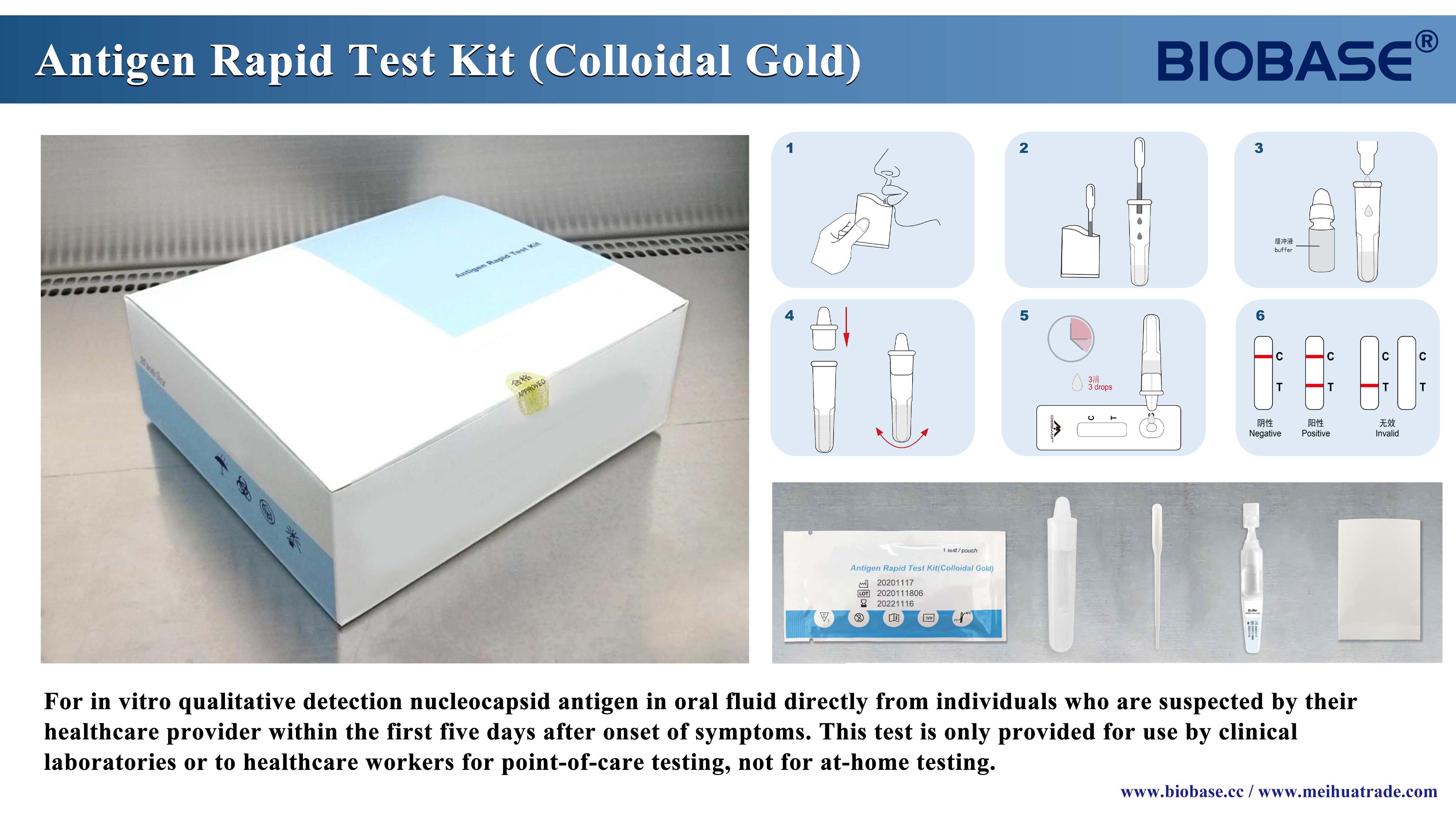 BIOBASE Coronavirus / COVID-19 / Kits de test rapide Sars-CoV-2 