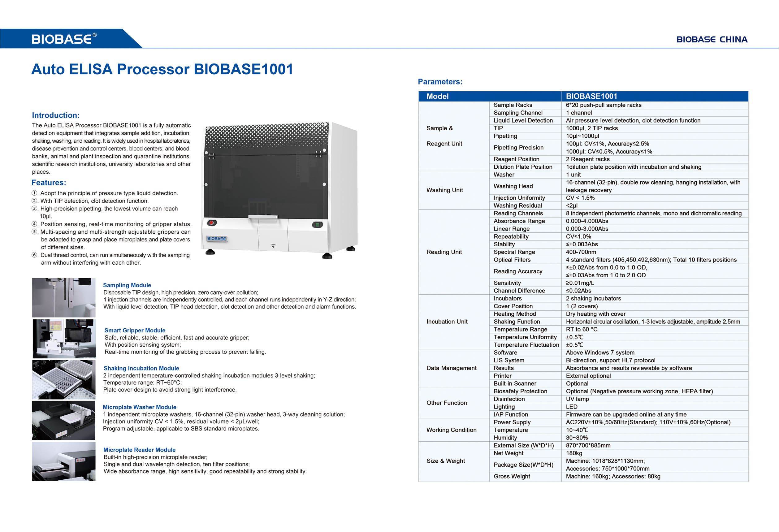 Processeur ELISA automatique BIOBASE1001