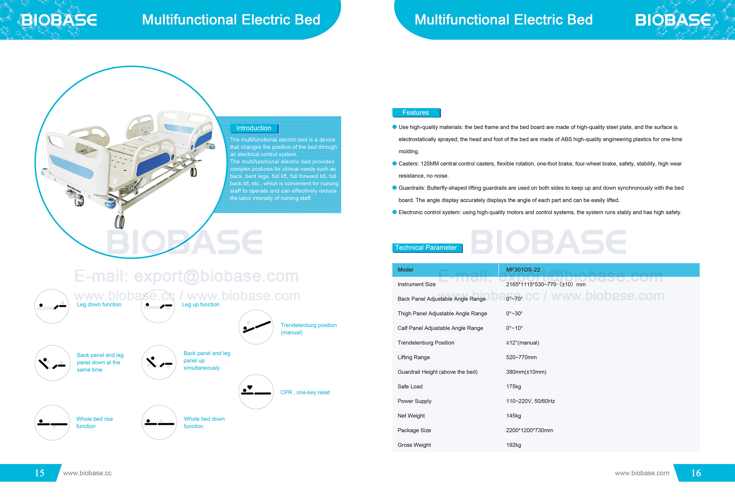 15-16 Lit électrique multifonctionnel MF301DS-22