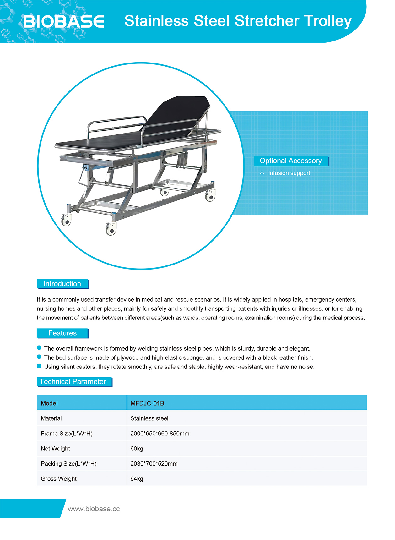Chariot en acier inoxydable MFDJC-01B