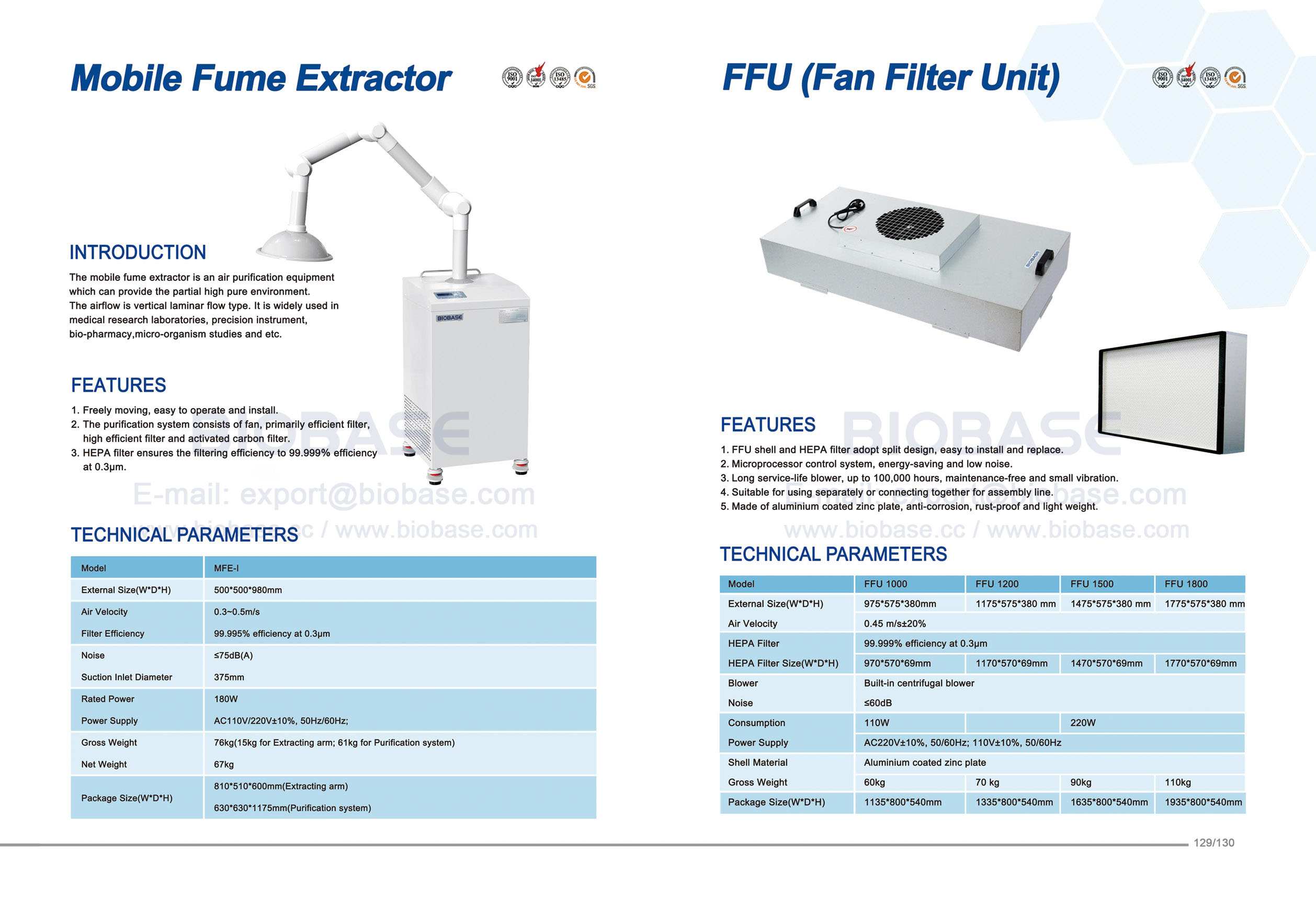 129-130 Extracteur de fumée mobile et FFU