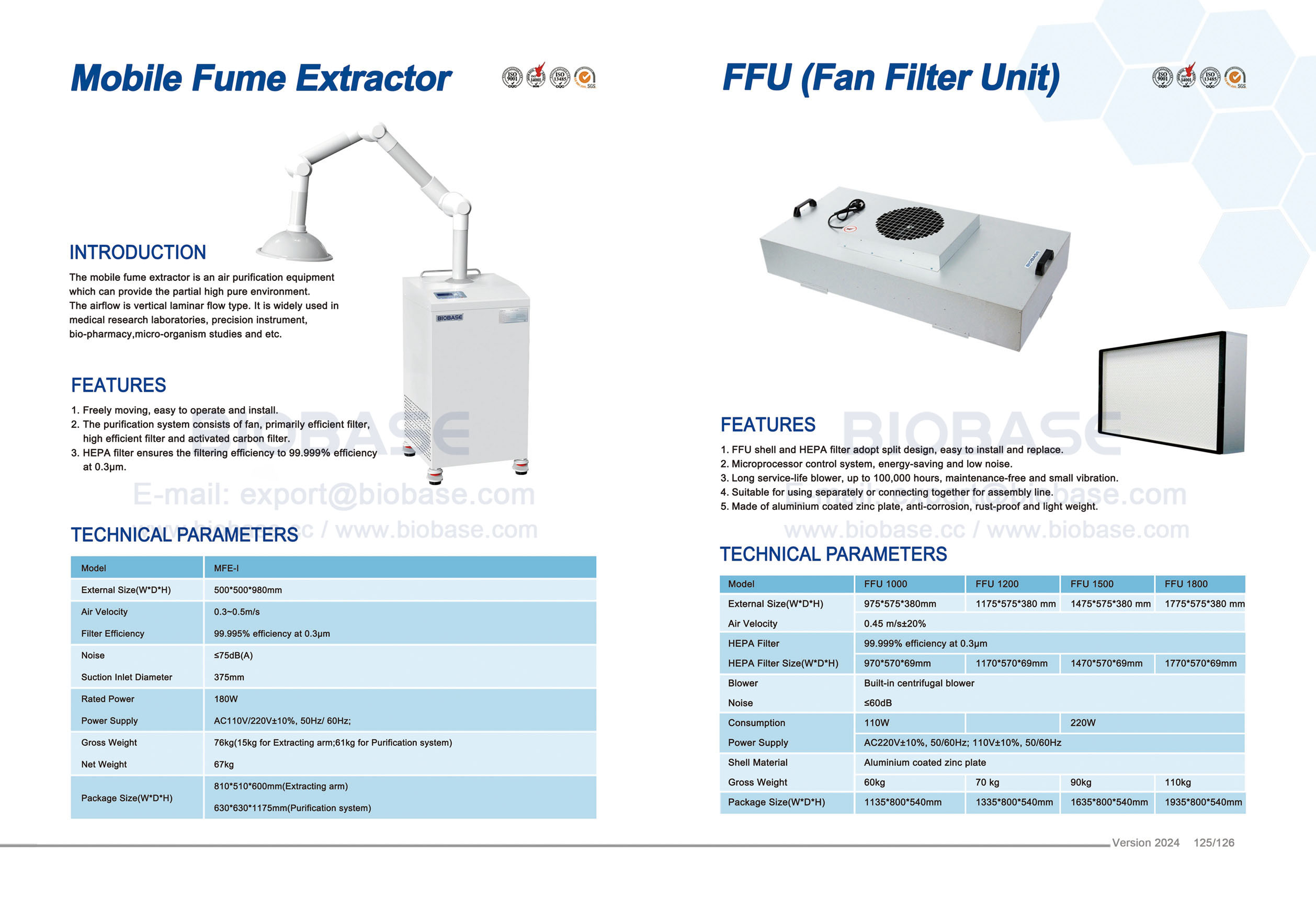 125-126 Extracteur de fumée mobile et FFU