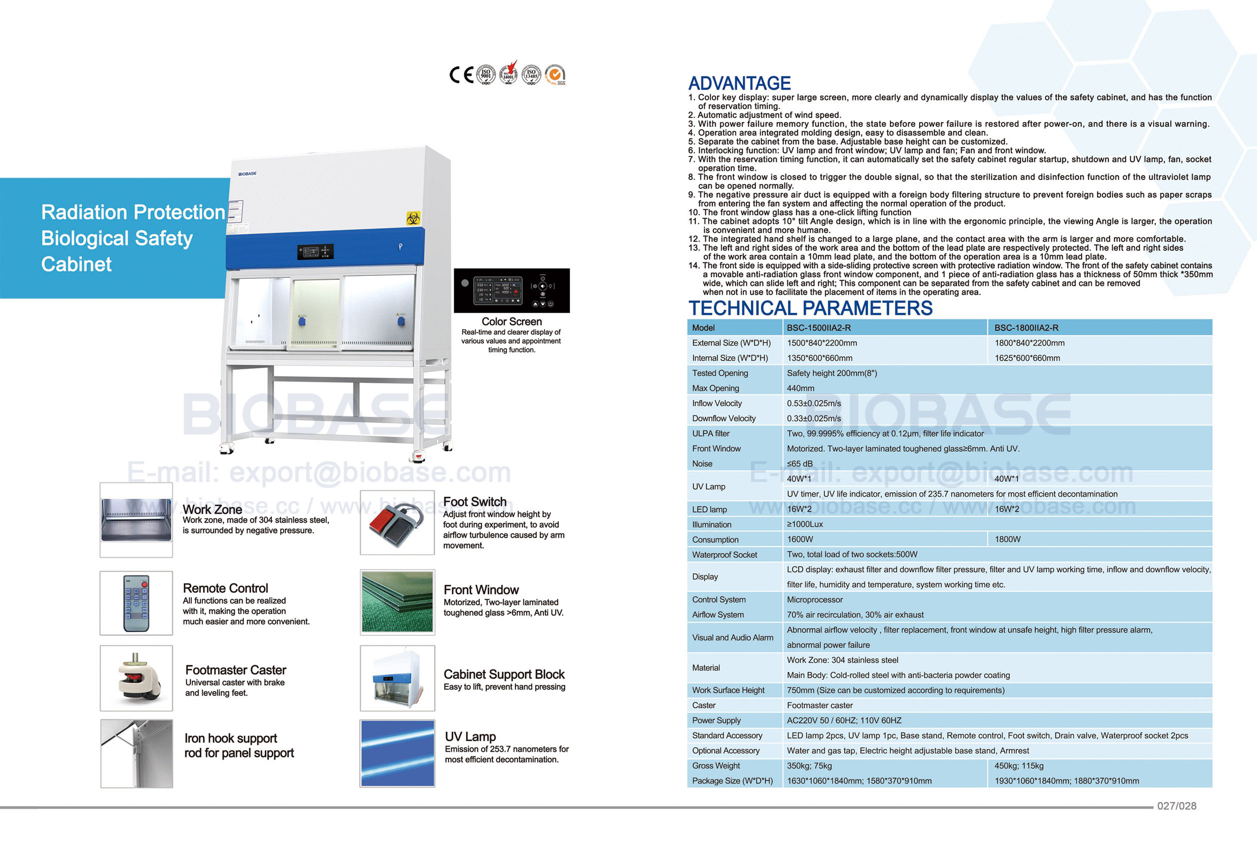 27-28 Cabinet de sécurité biologique de la radio-protection