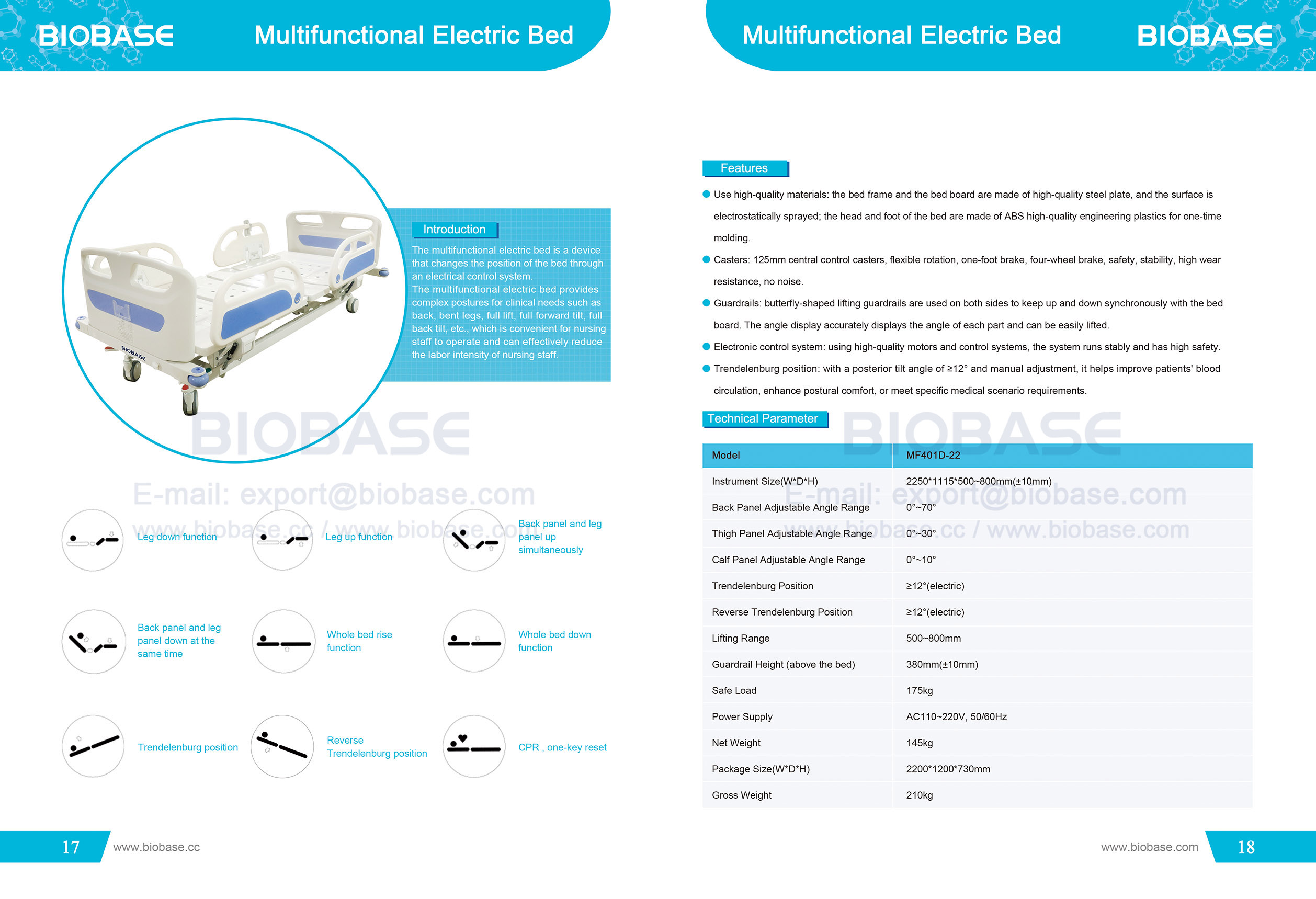 17-18 lit électrique multifonctionnel MF401D-22