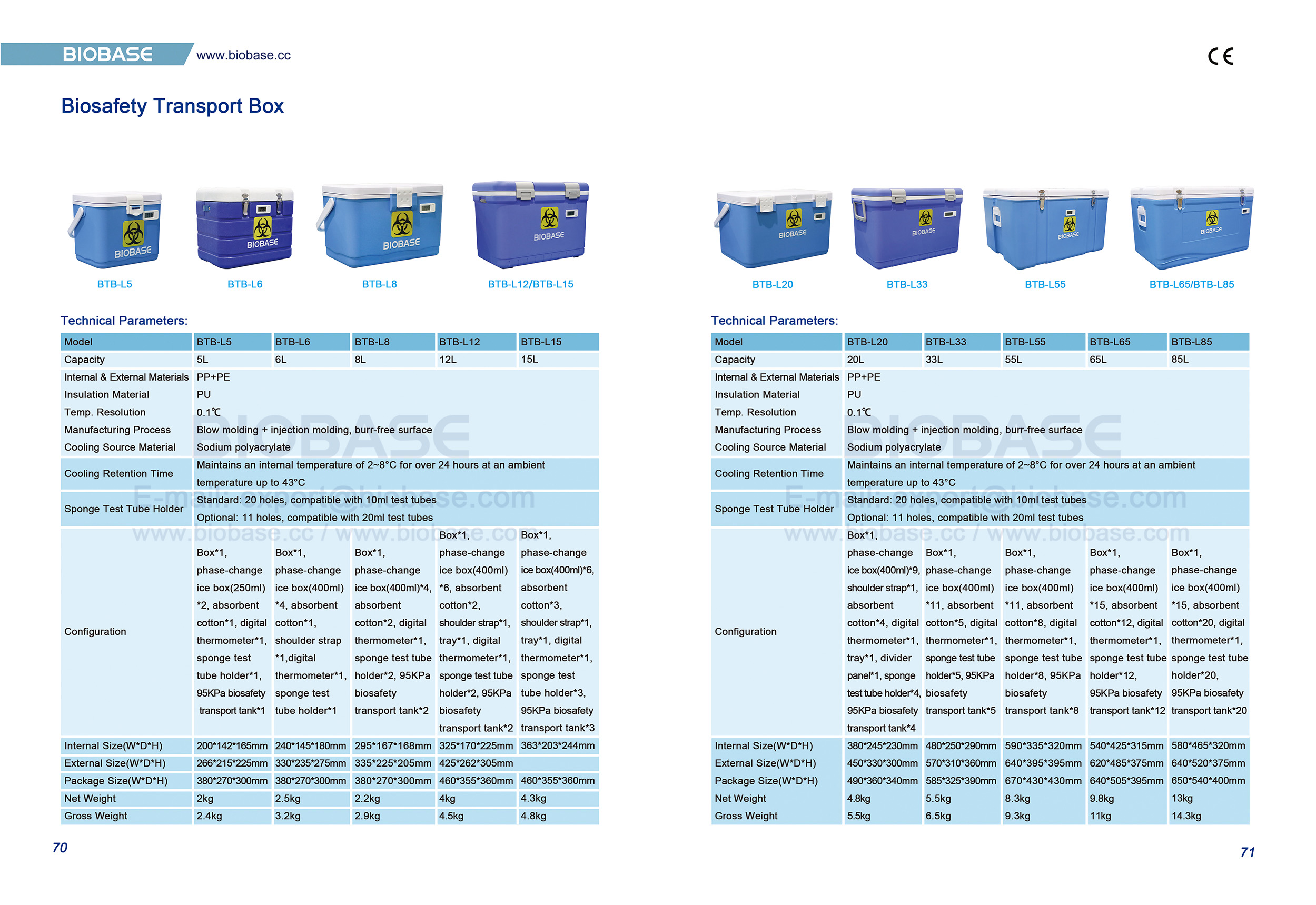 70-71 bo&icirc;te de transport de bios&eacute;curit&eacute;