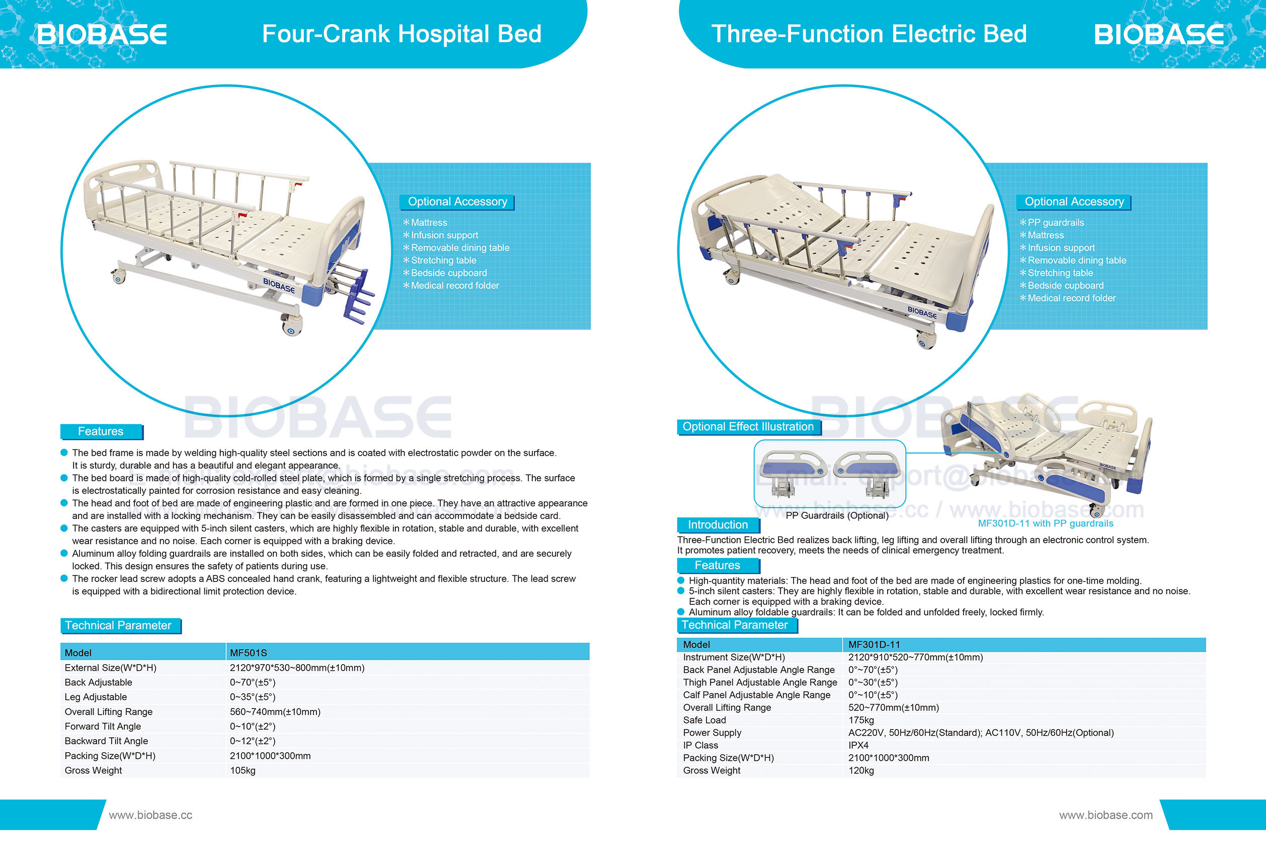 14 Lit d'h&ocirc;pital &agrave; quatre manivelles MF501S et lit &eacute;lectrique &agrave; trois fonctions MF301D-11
