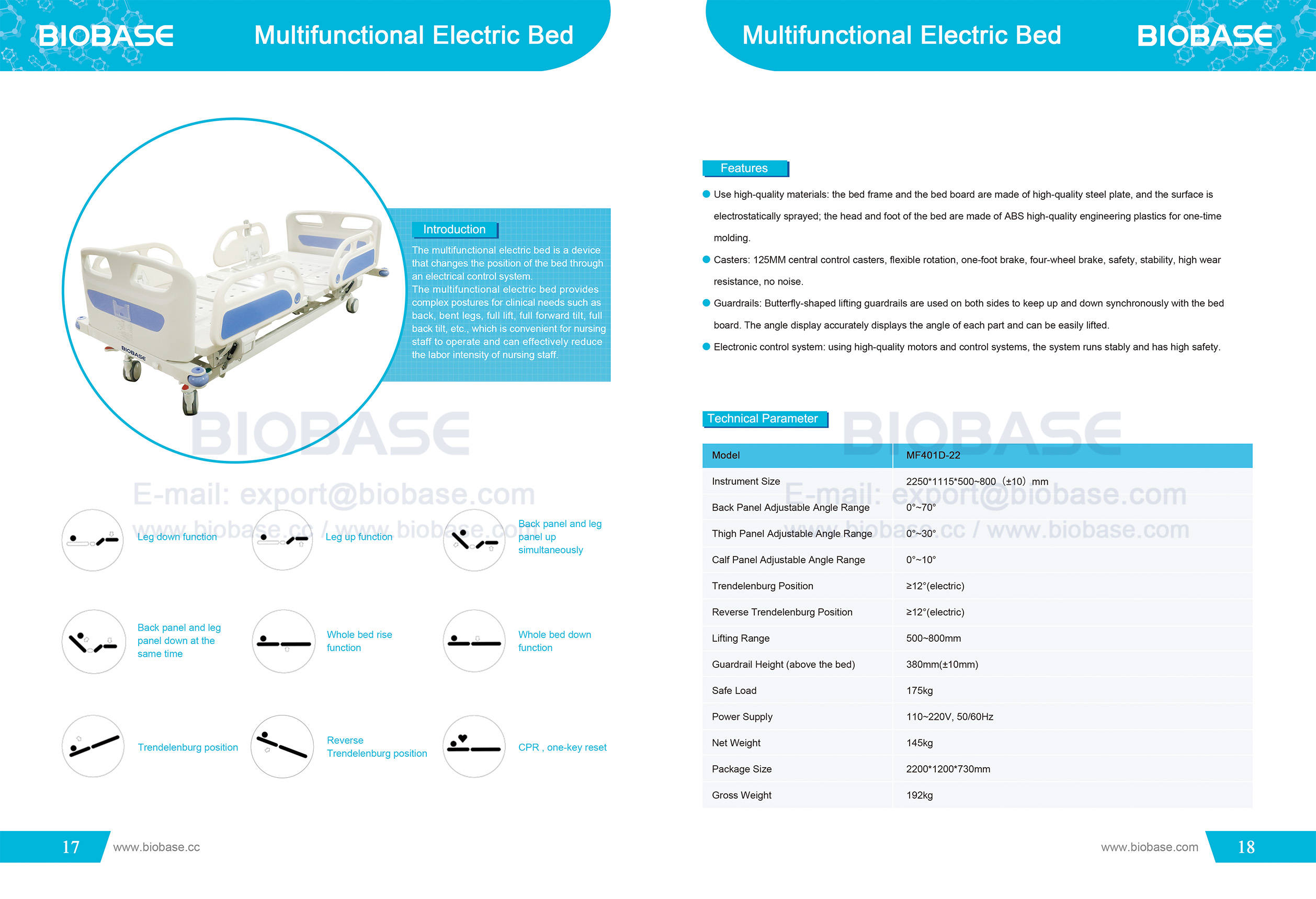 17-18 Lit électrique multifonctionnel MF401D-22