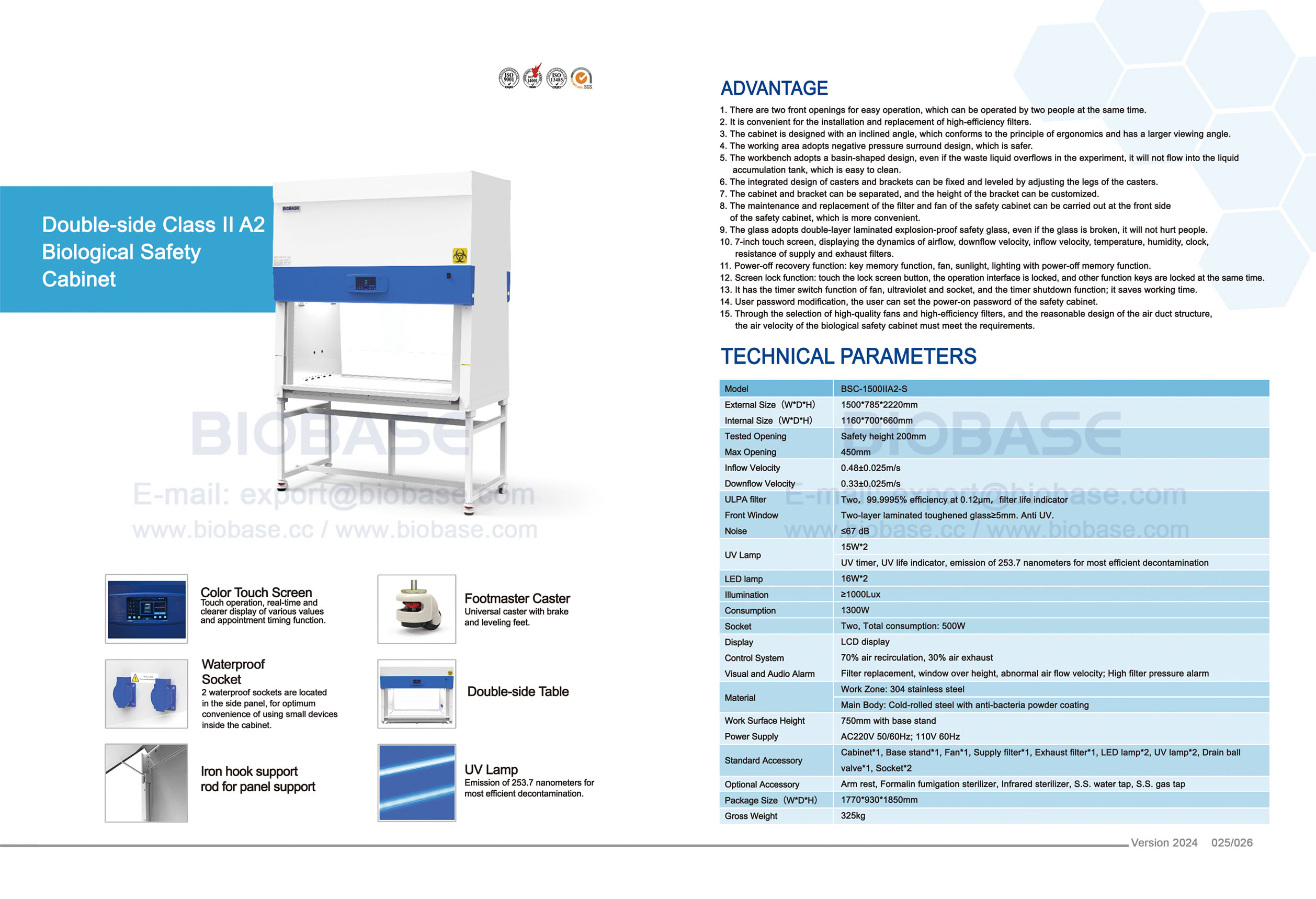 25-26 Cabinet de sécurité biologique de classe II à double face
