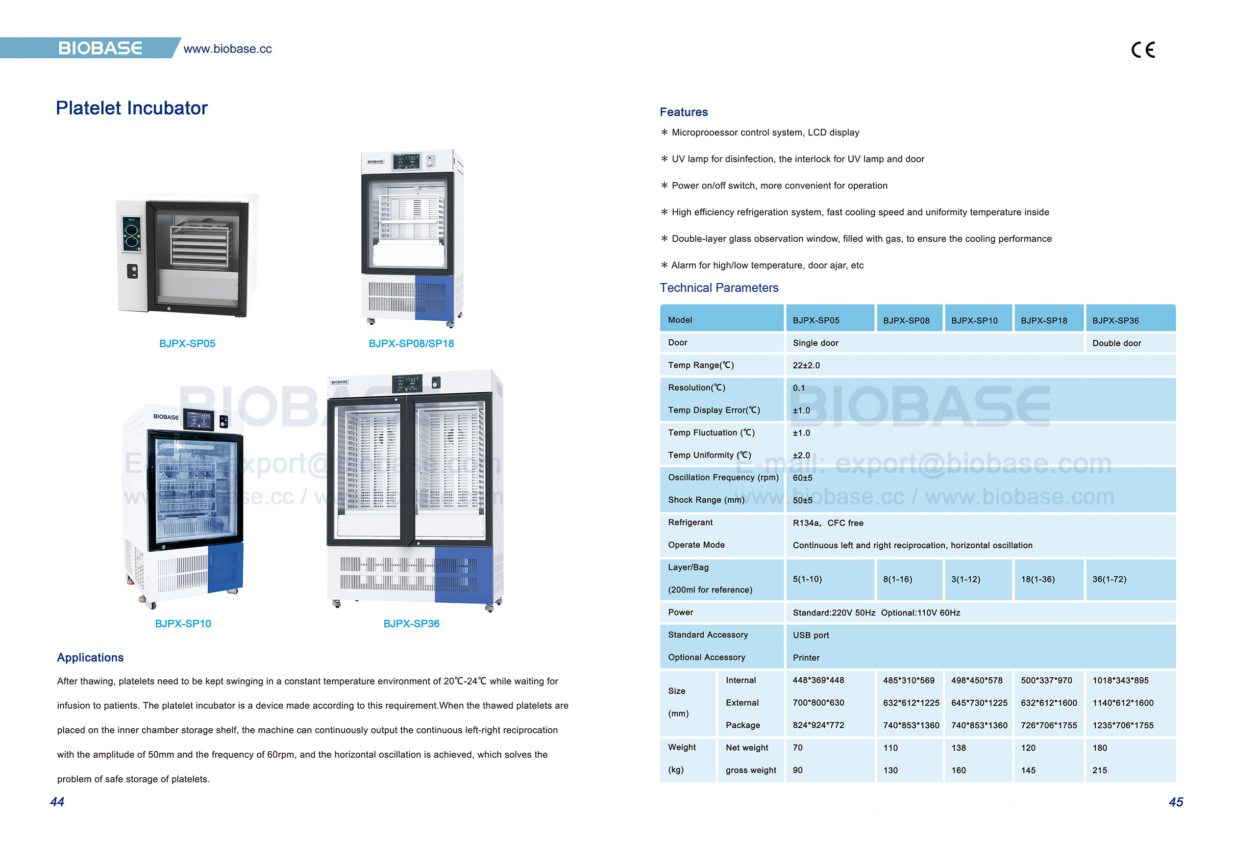 Incubateur de plaquettes 44-45