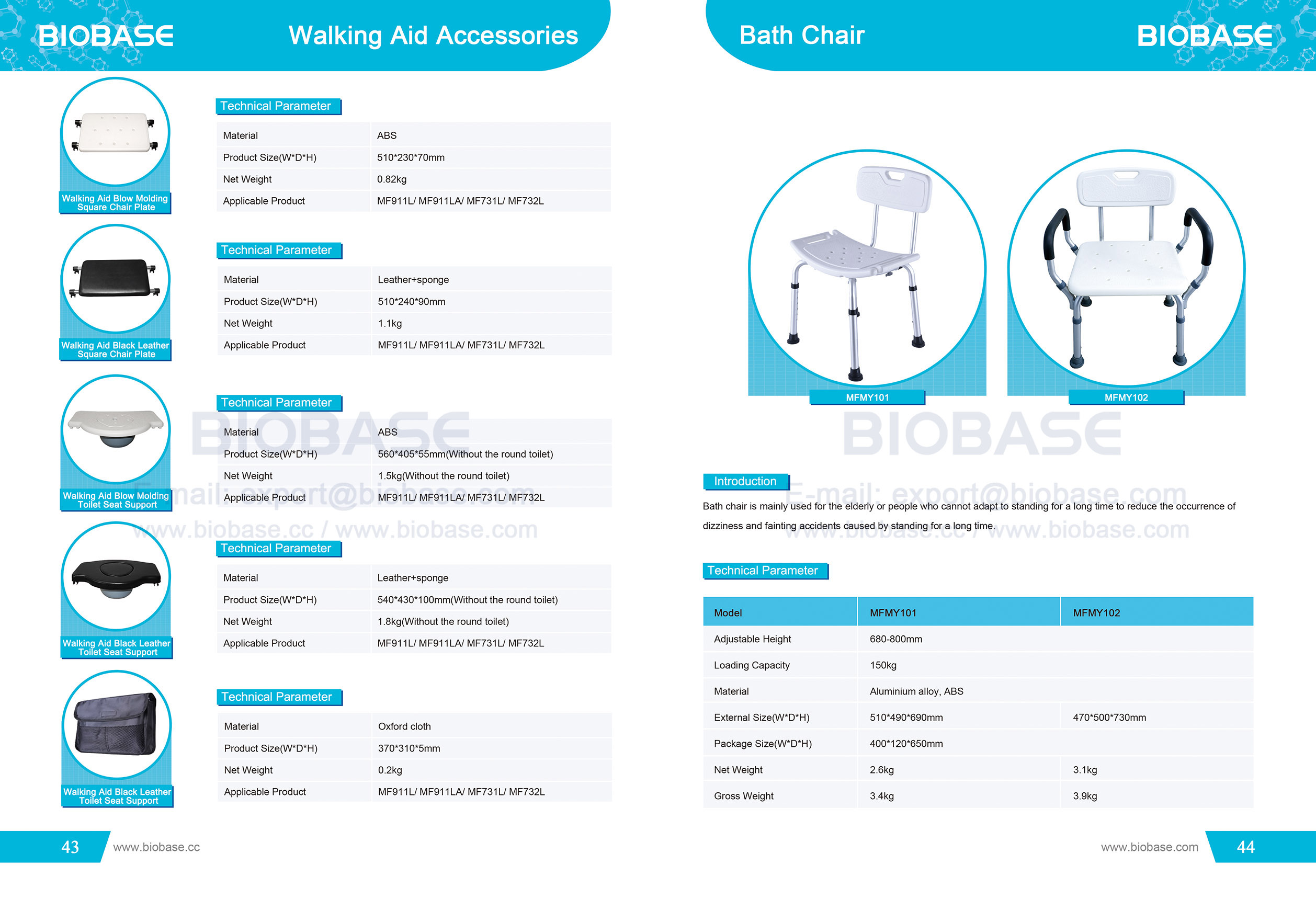 43-44 Accessoires d'aide à la marche et chaise de bain