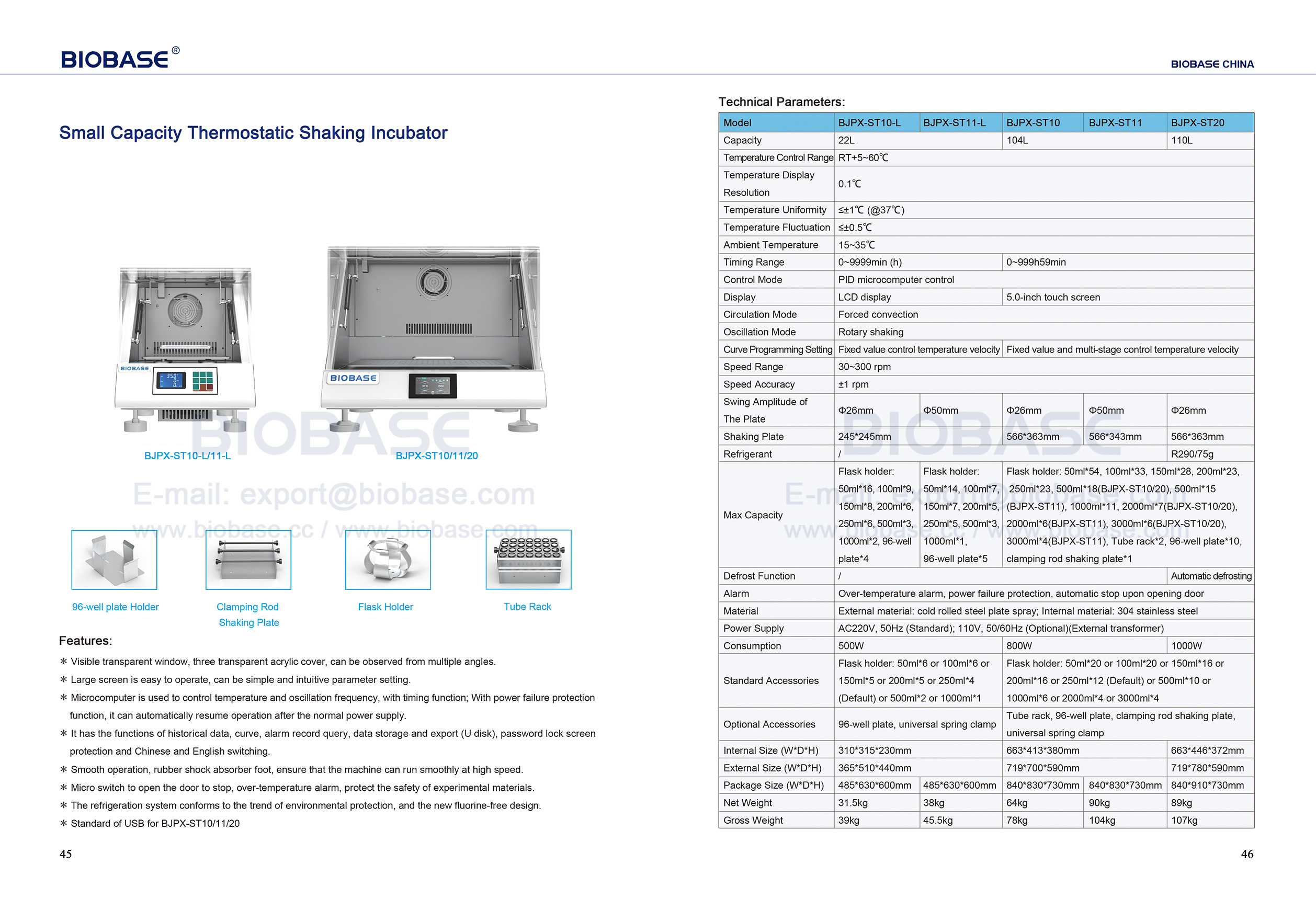 45-46 incubateur de tremblements thermostatiques à petite capacité