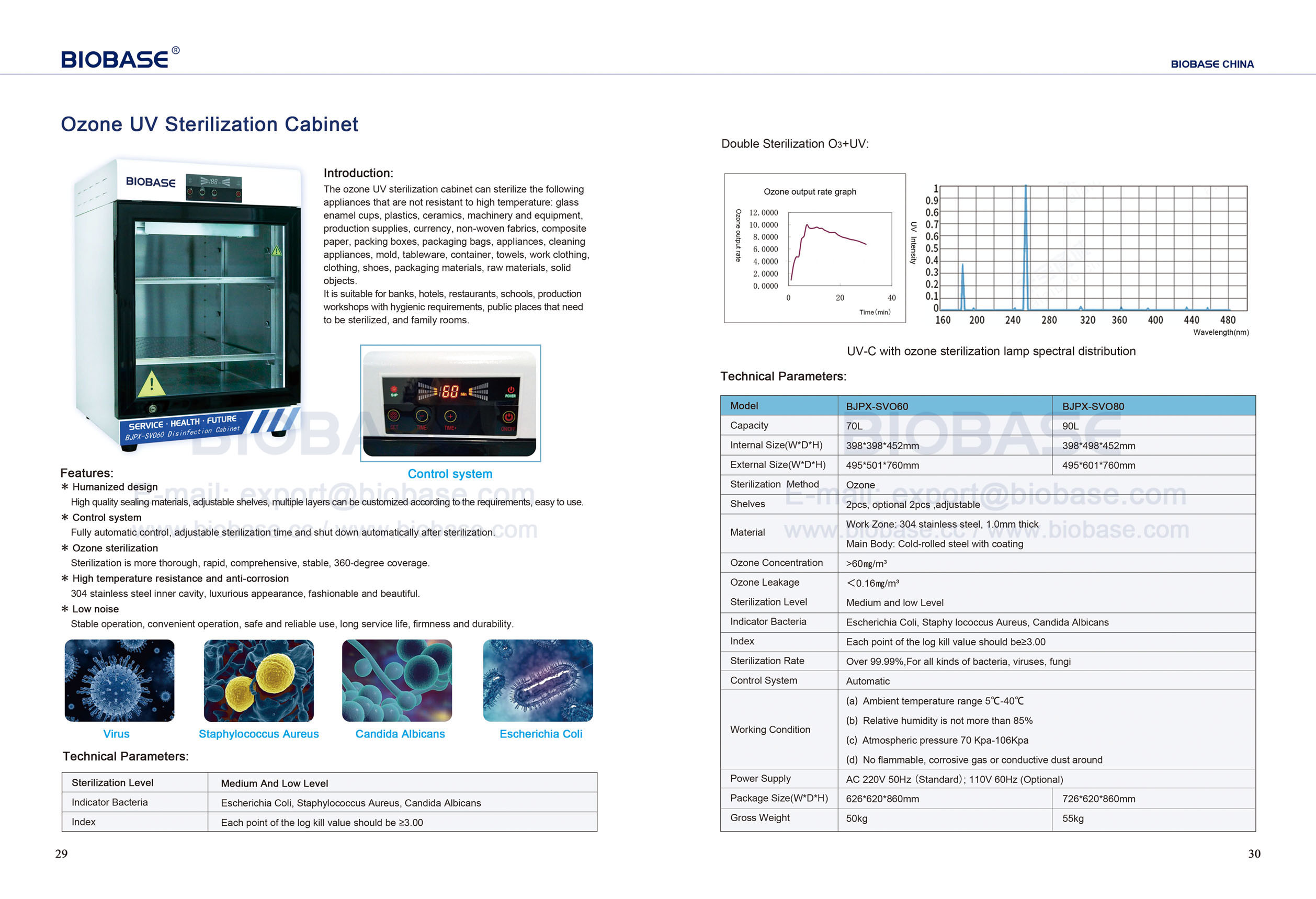 Armoire de stérilisation UV à l'ozone 29-30