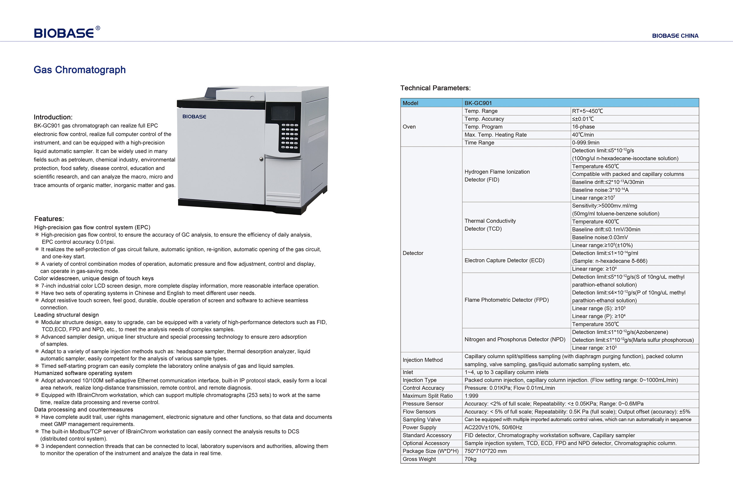 Chromatographe en phase gazeuse BK-GC901