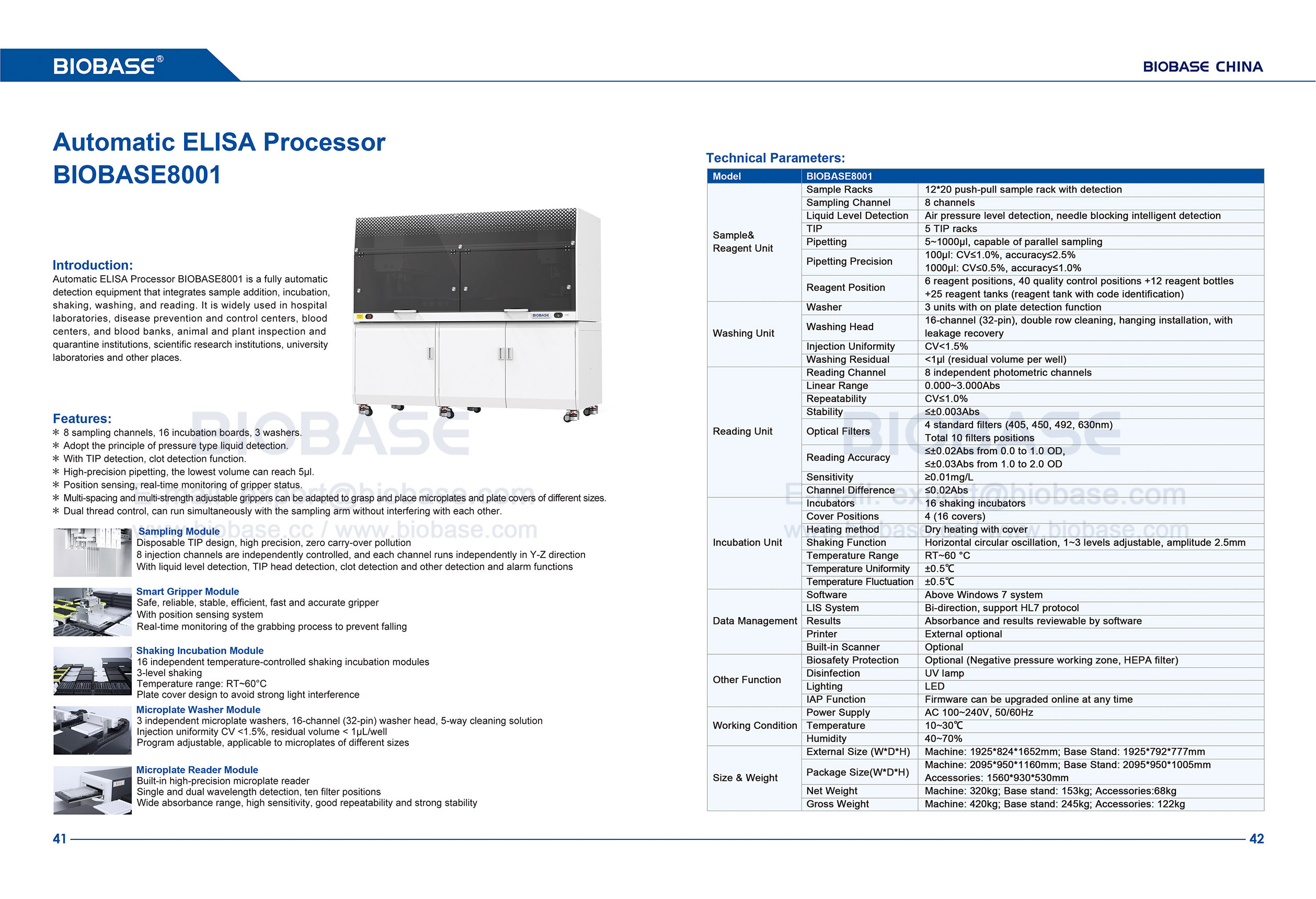 41-42 Processeur ELISA automatique Biobase8001