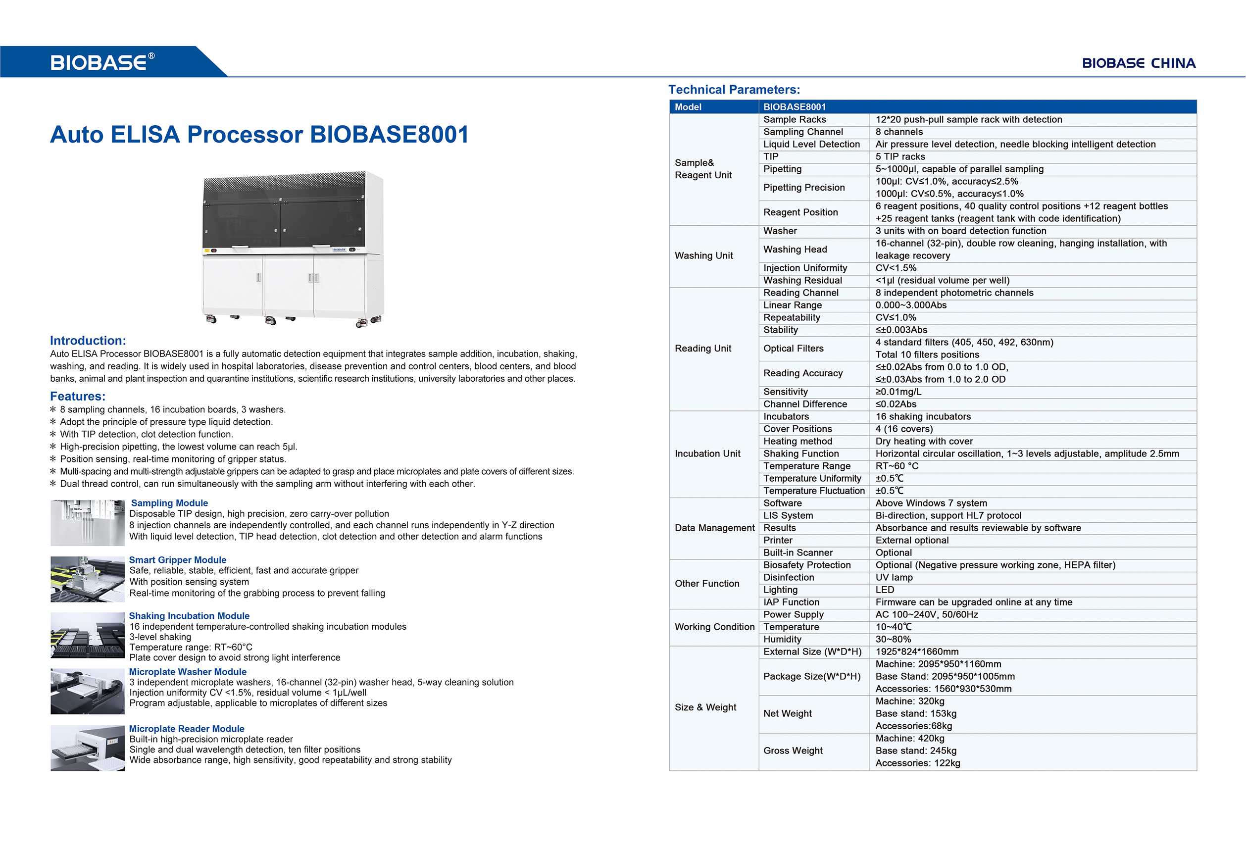 41 Processeur ELISA automatique BIOBASE8001