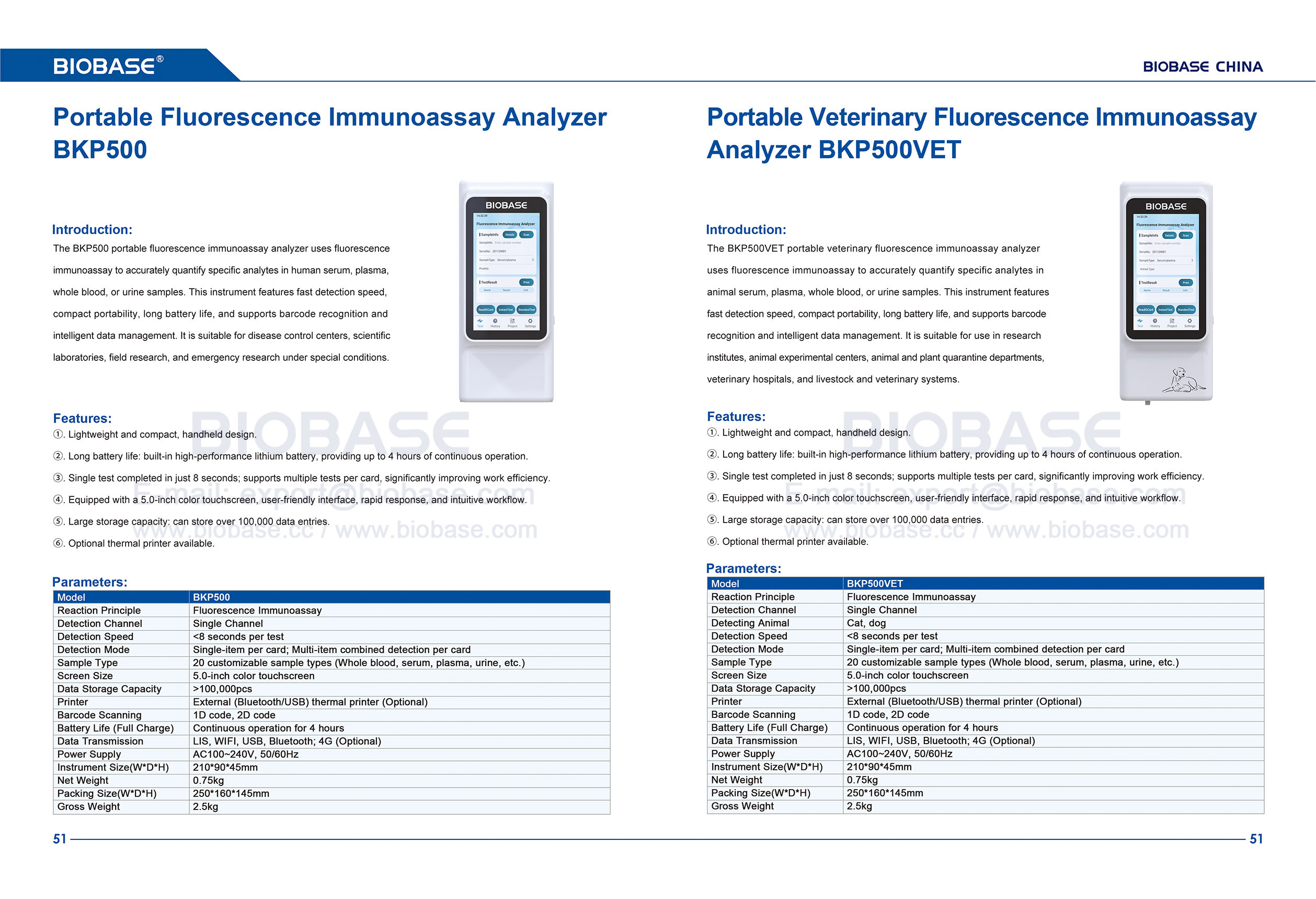51 analyseur d'immunoessai par Fluorescence Portable BKP500 et analyseur d'immunoessai par Fluorescence v&eacute;t&eacute;rinaire Portable BKP500VET