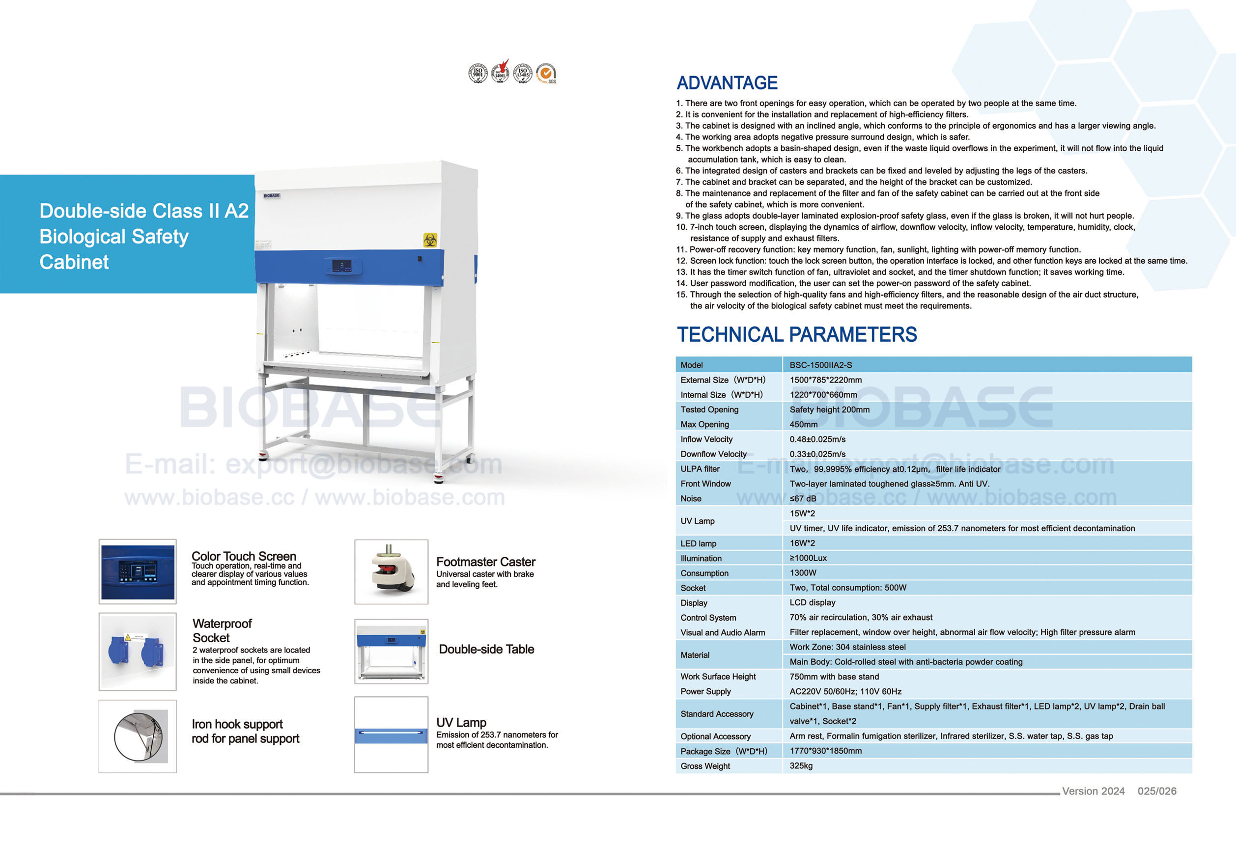 25-26 Poste de sécurité biologique double face classe II A2