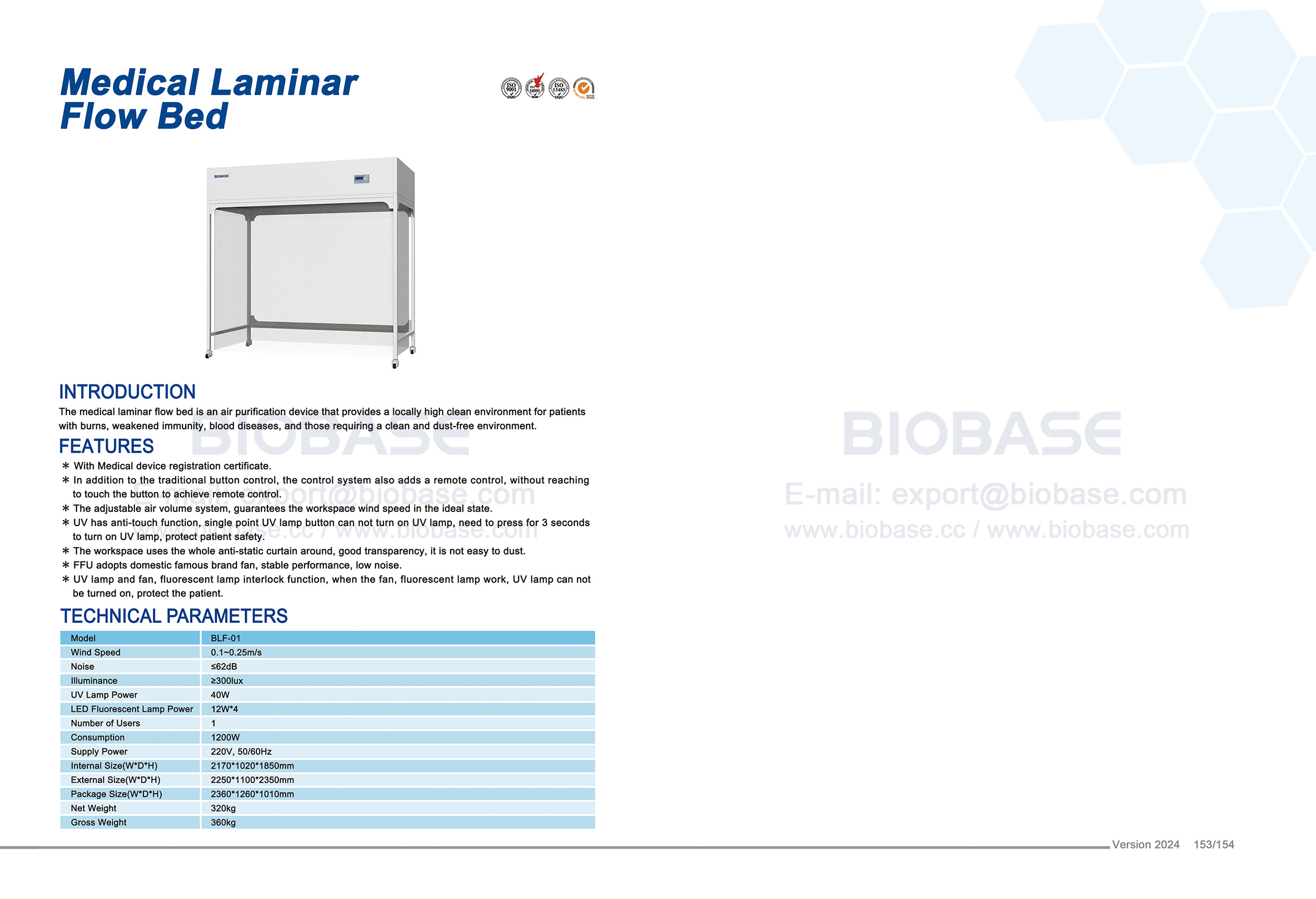 153-154 Lit à flux laminaire médical