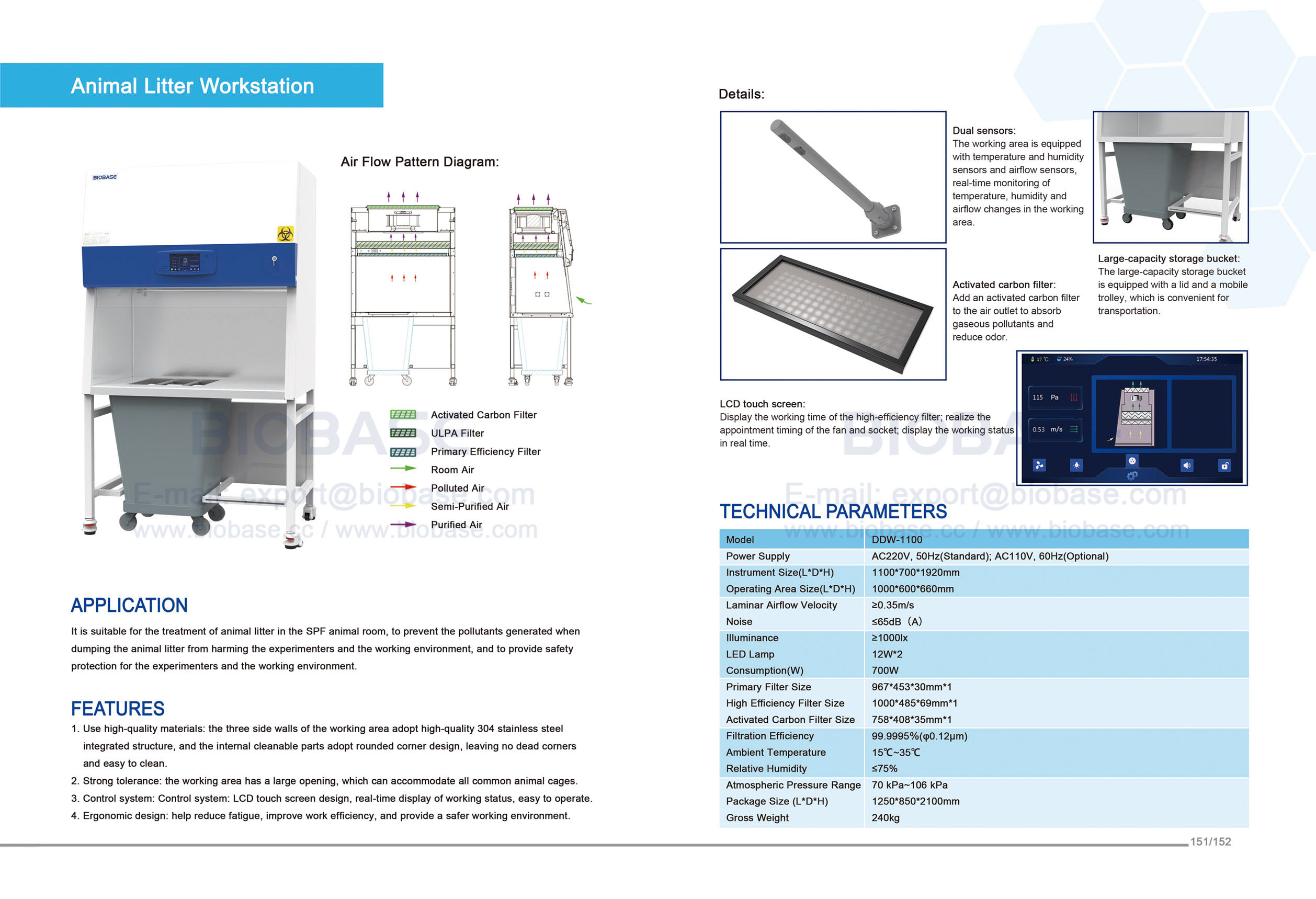 151-152 Poste de travail sur les litières pour animaux