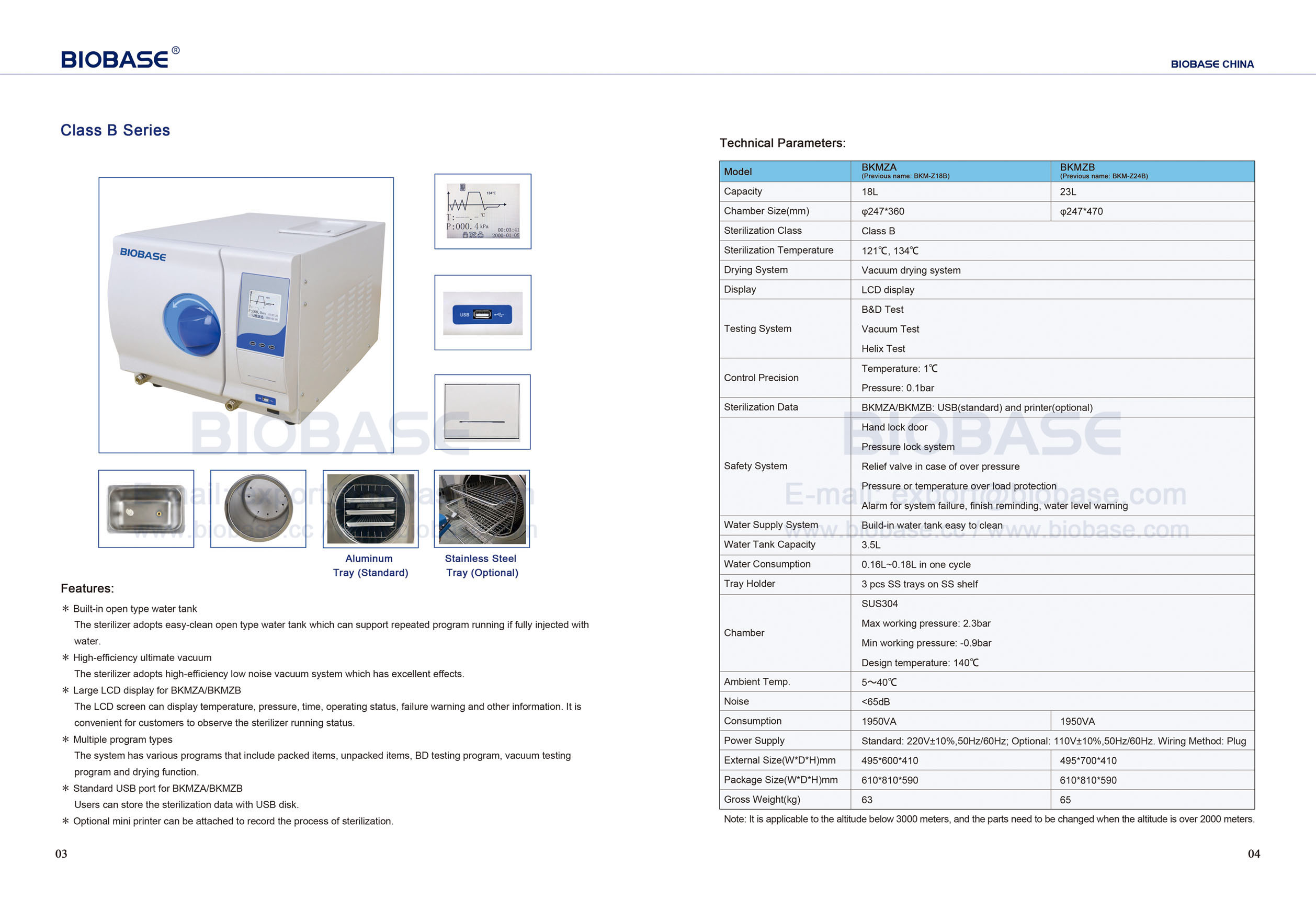 3-4 Autoclave de table série Classe B