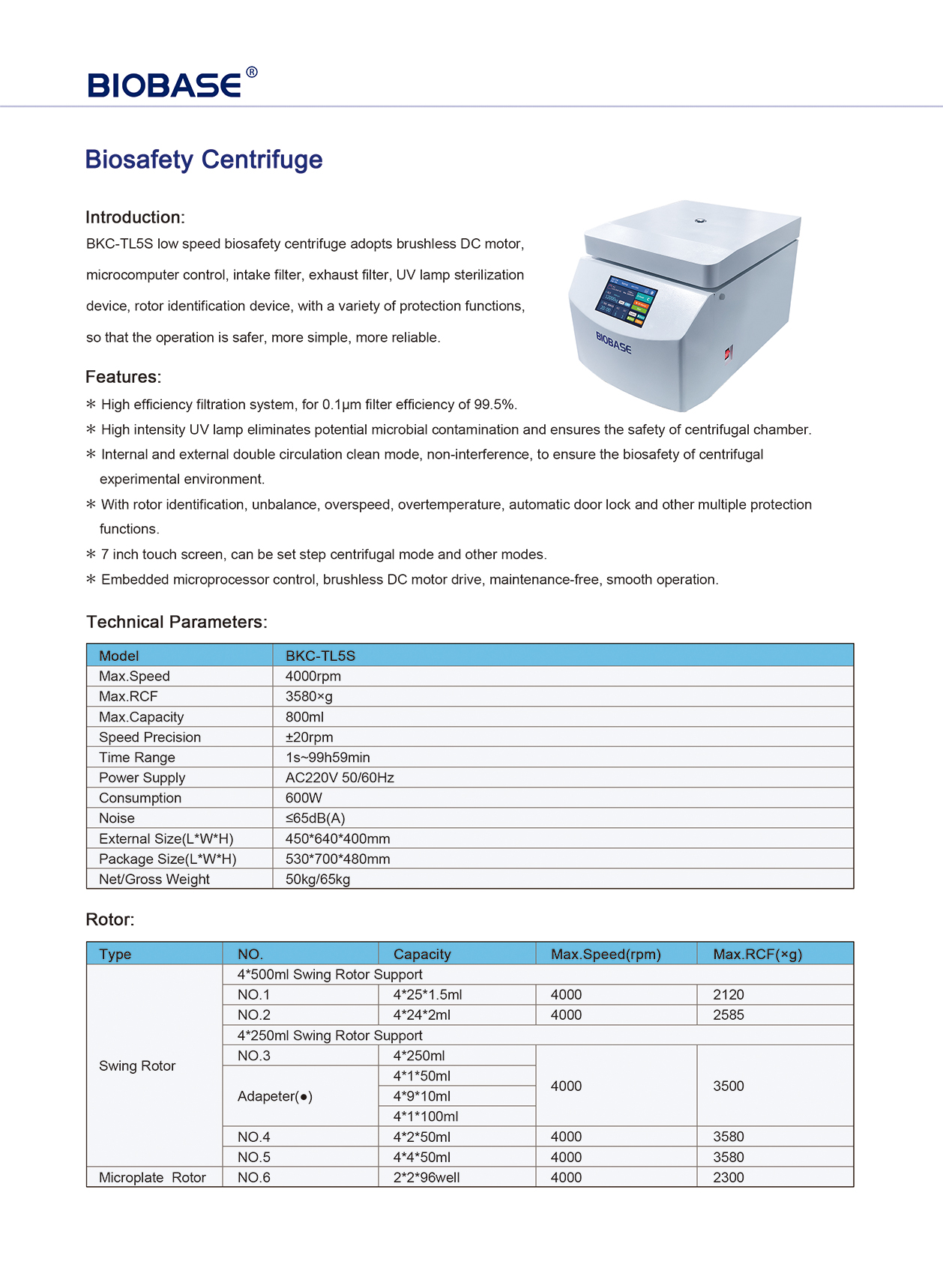 Centrifugeuse de biosécurité