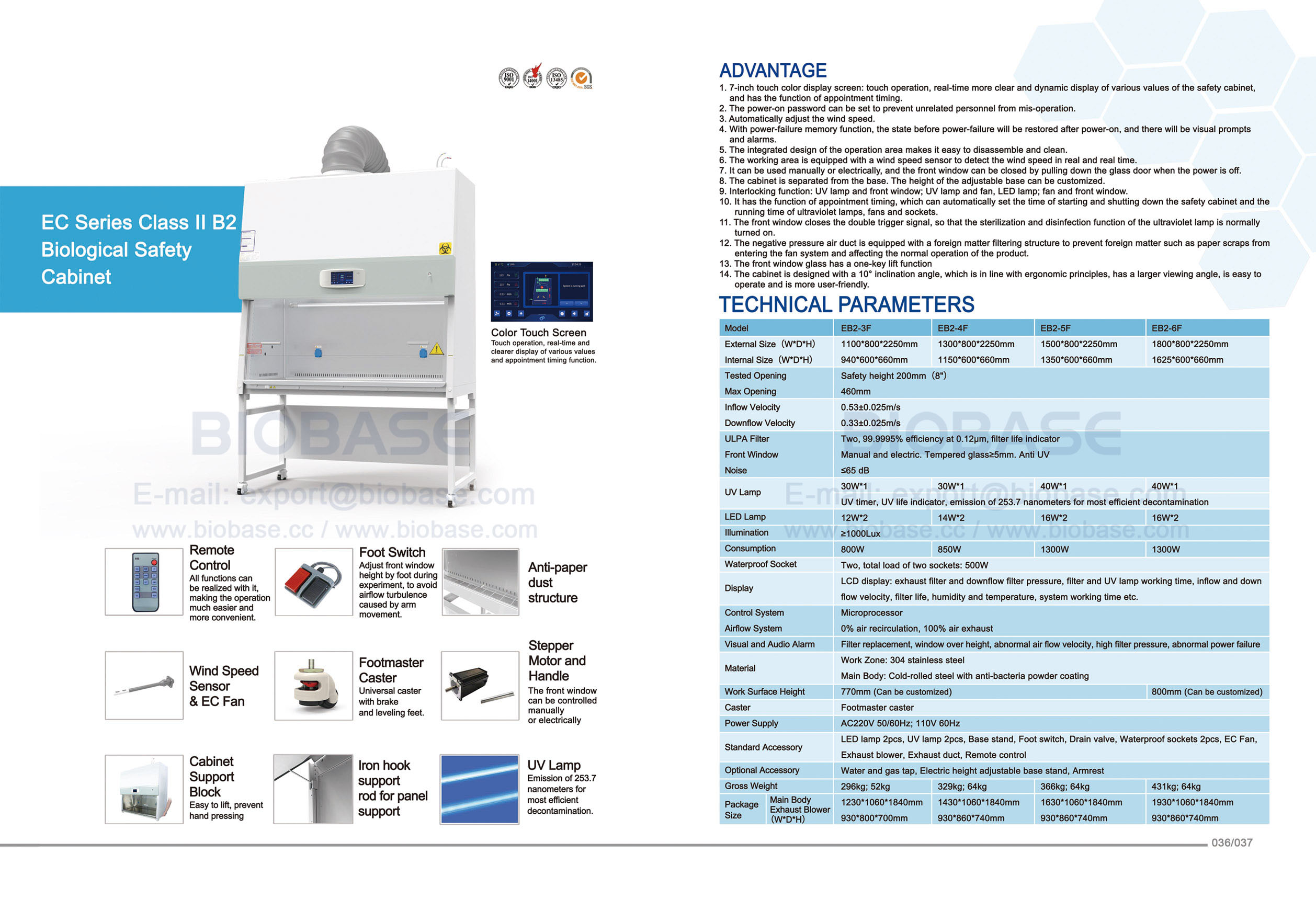 36-37 EC Series Classe II B2 Cabinet de sécurité biologique EB2-3F & EB2-4F & EB2-5F & EB2-6F