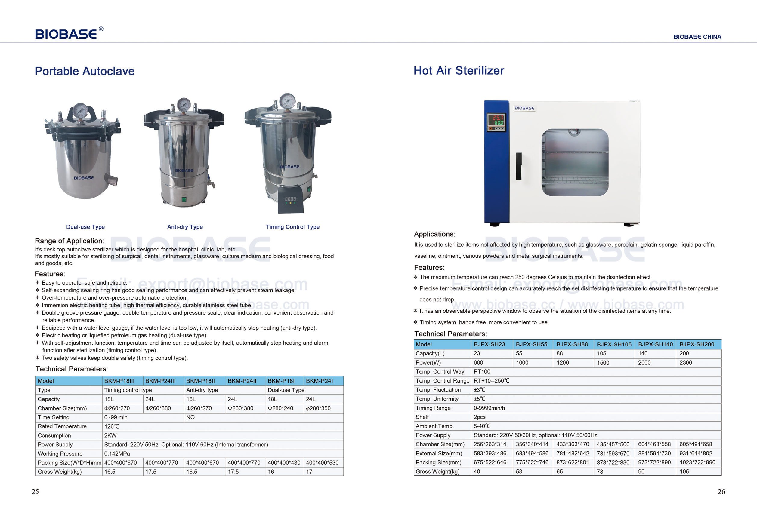 25-26 Autoclave portable et stérilisateur à air chaud