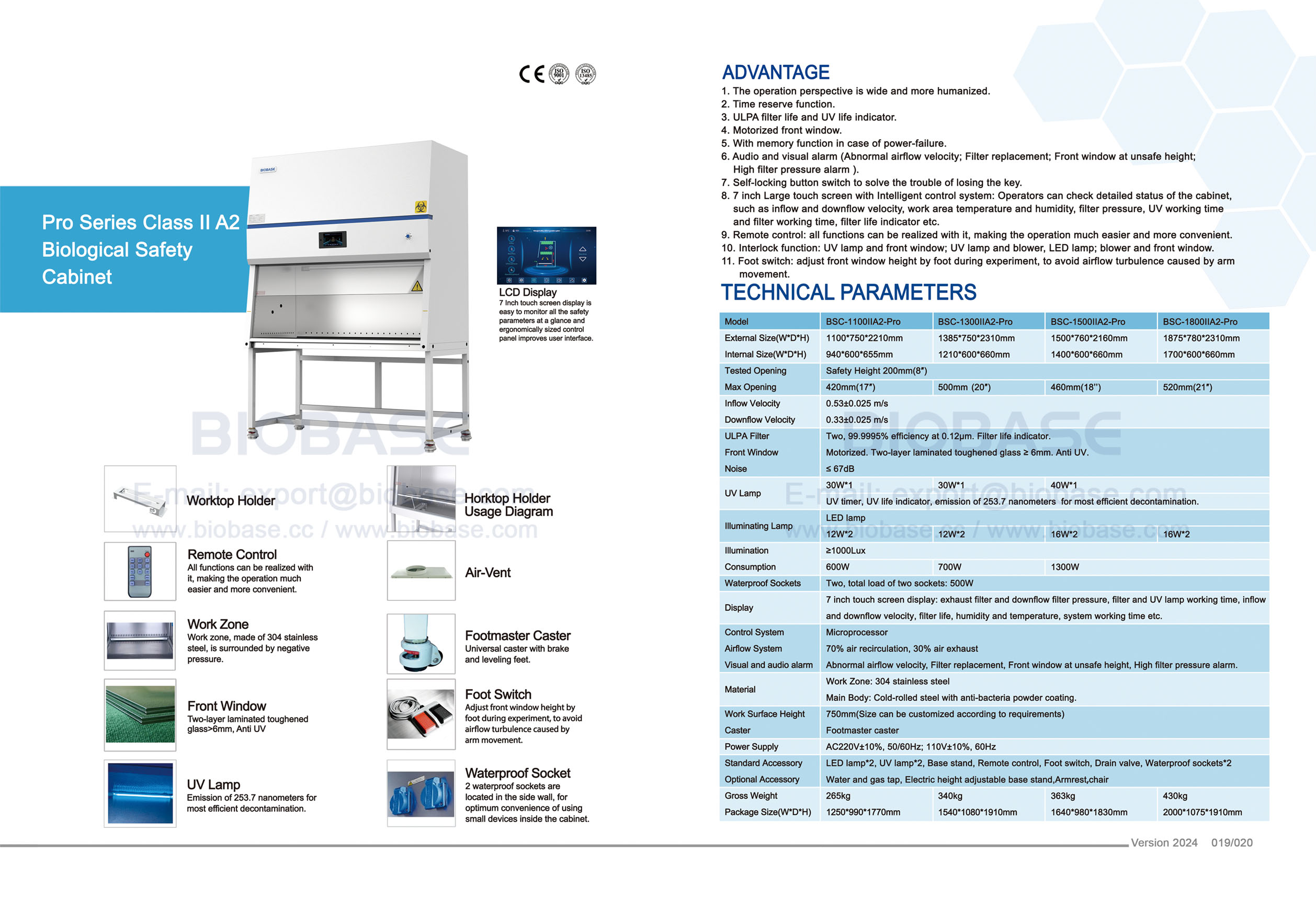 Poste de sécurité biologique 19-20 Pro Series Classe II A2