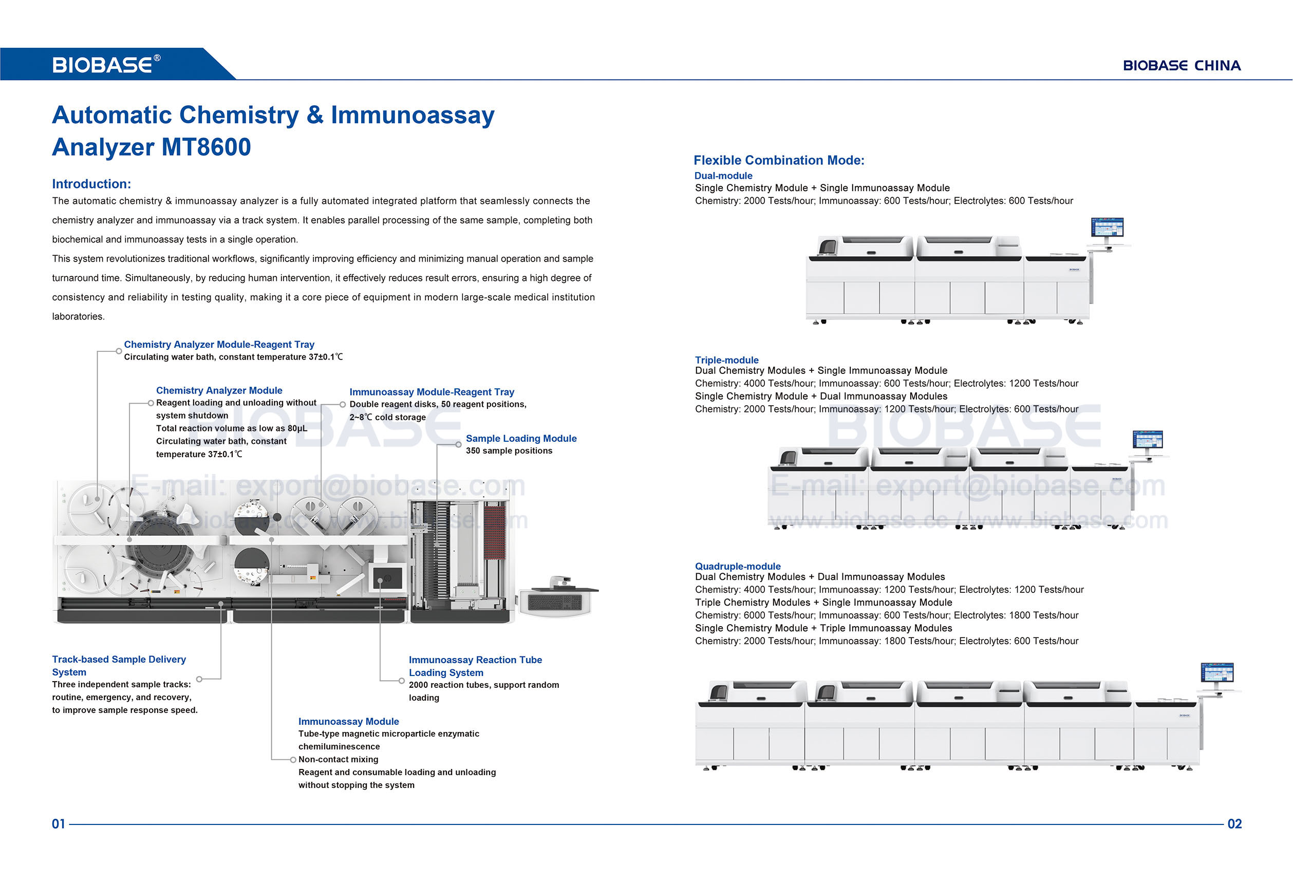 01-02 Analyseur automatique de chimie et d'immunoessais MT8600 