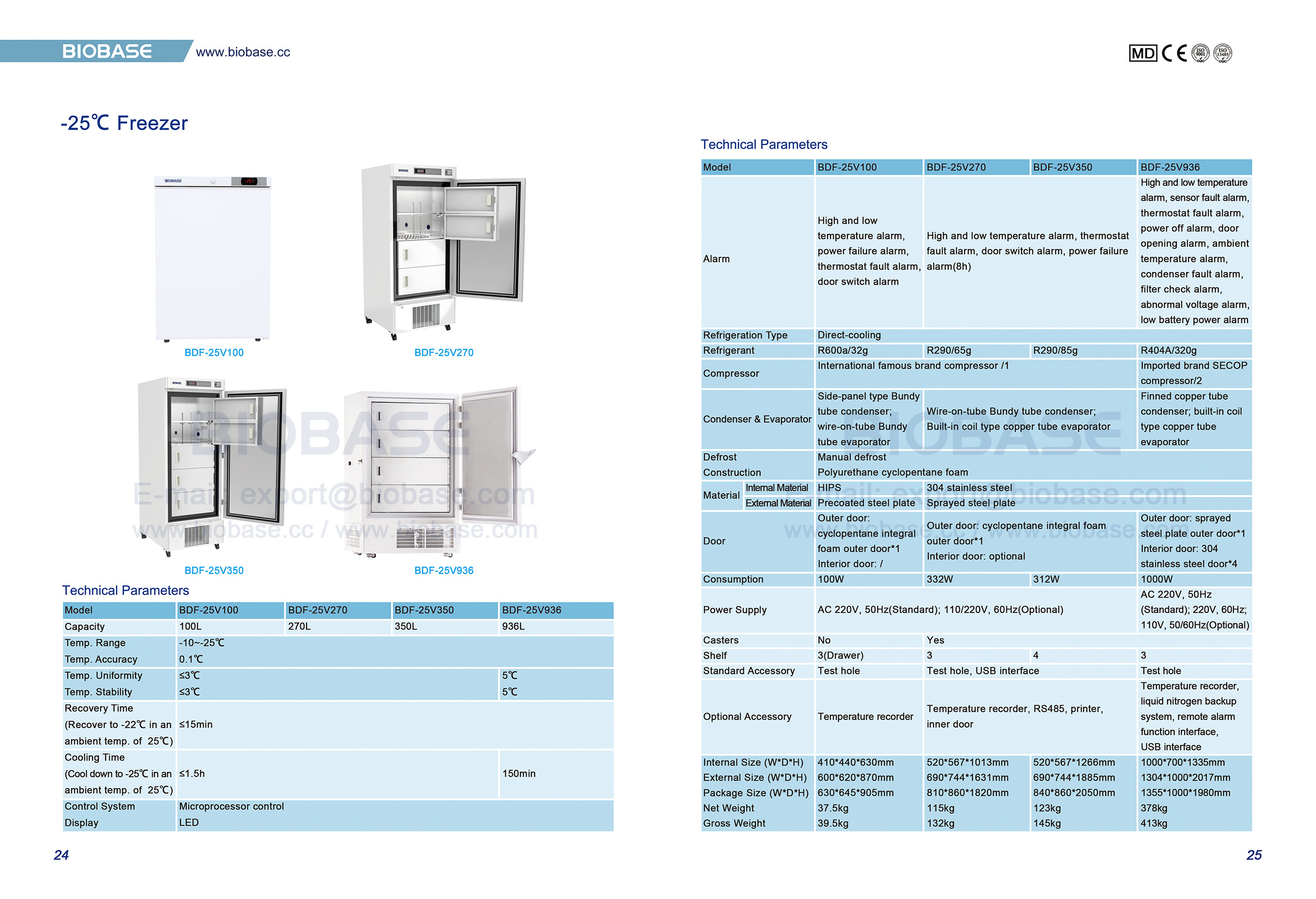 24-25 -25 ℃ Freezer