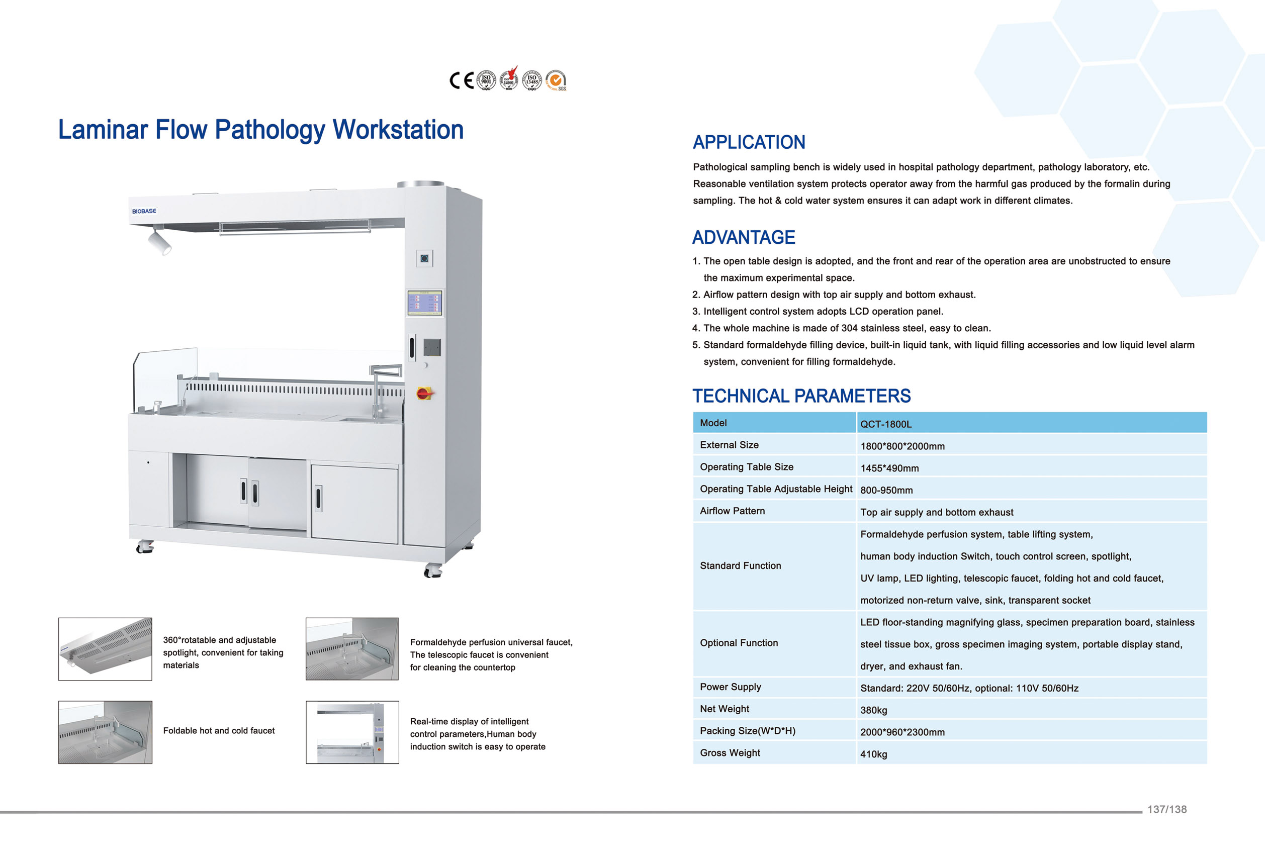 137-138 Poste de travail de pathologie &agrave; flux laminaire