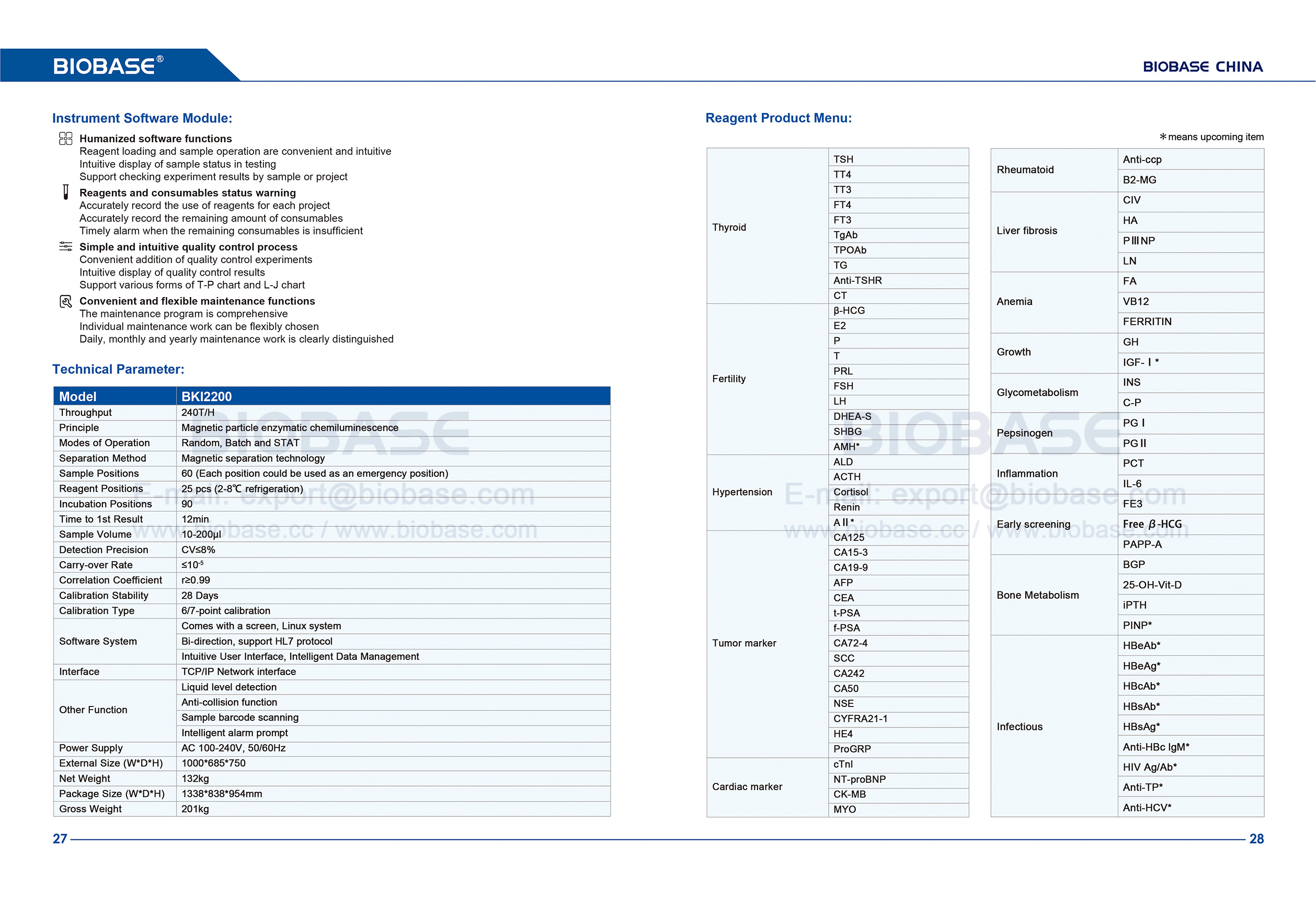 27-28 Système d'immunoessai automatique par chimiluminescence BKI2200 2