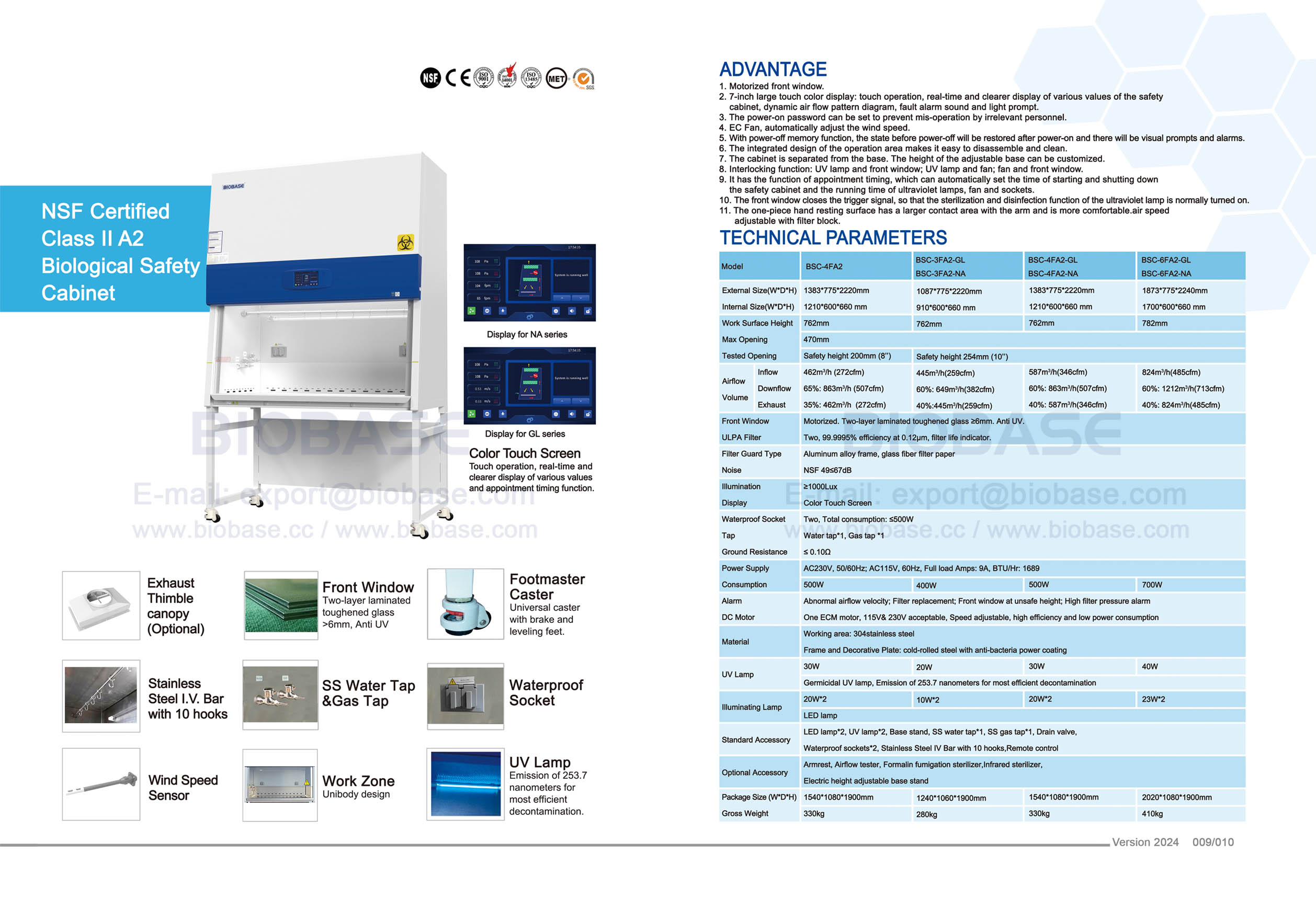 09-10 Armoire de sécurité biologique certifiée NSF Classe II A2