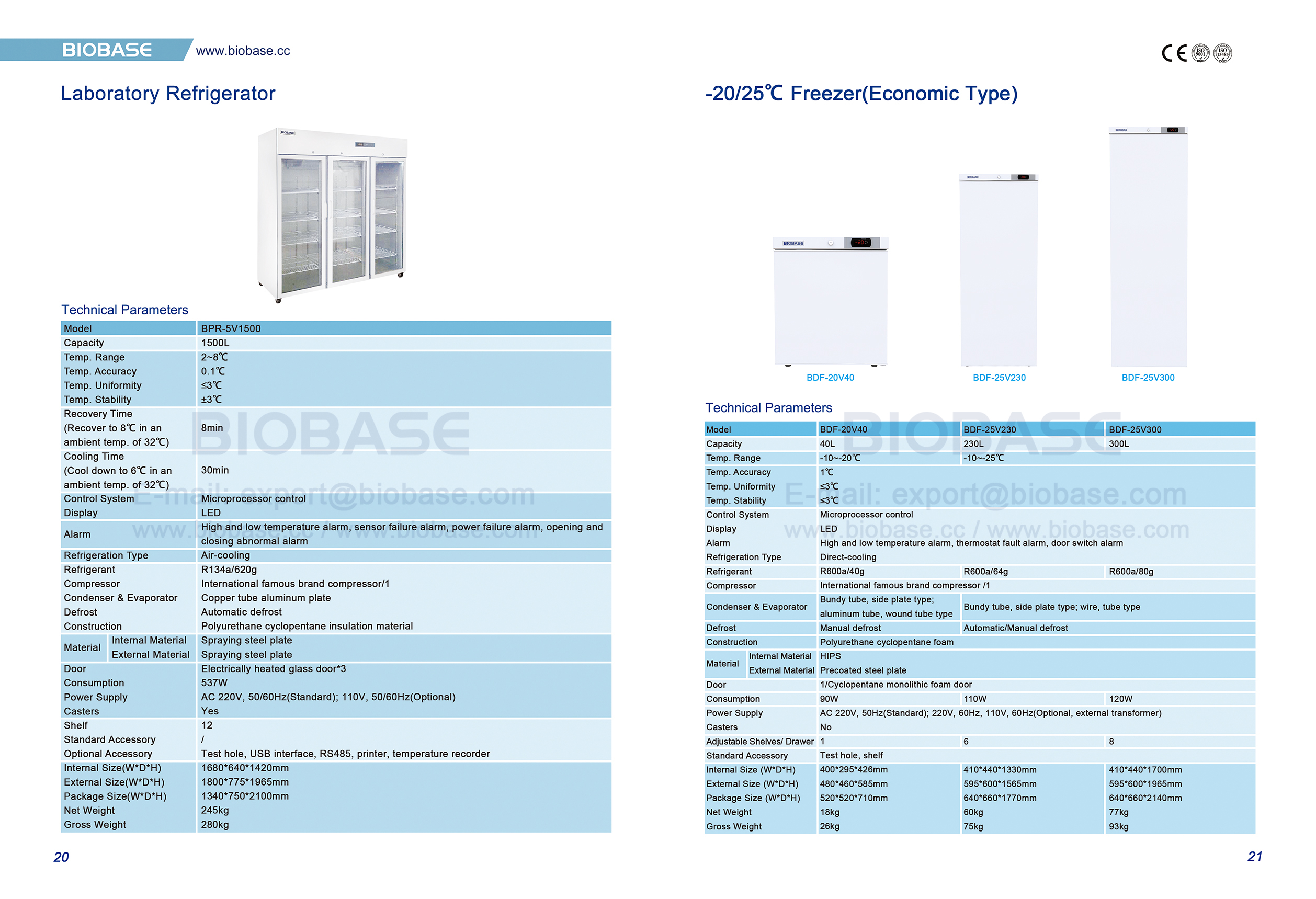 20-21 Réfrigérateur de laboratoire et -20-25 ℃ Fituez (type économique)