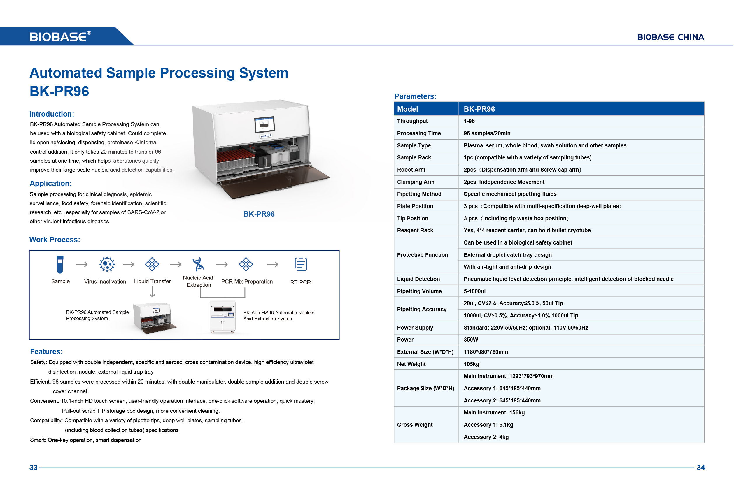 Système automatisé de traitement des échantillons BK-PR96