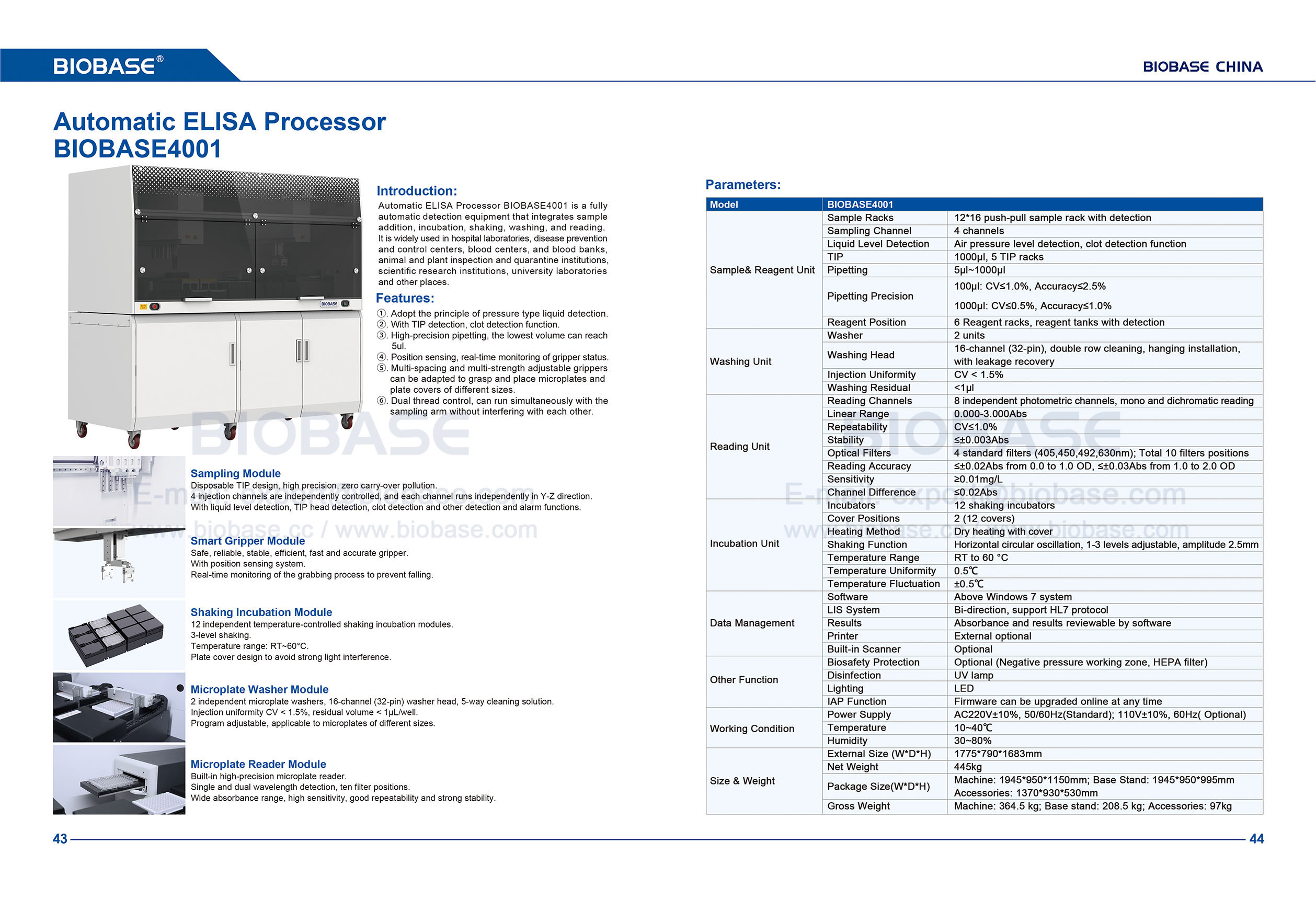 43-44 Processeur ELISA automatique BIOBASE4001