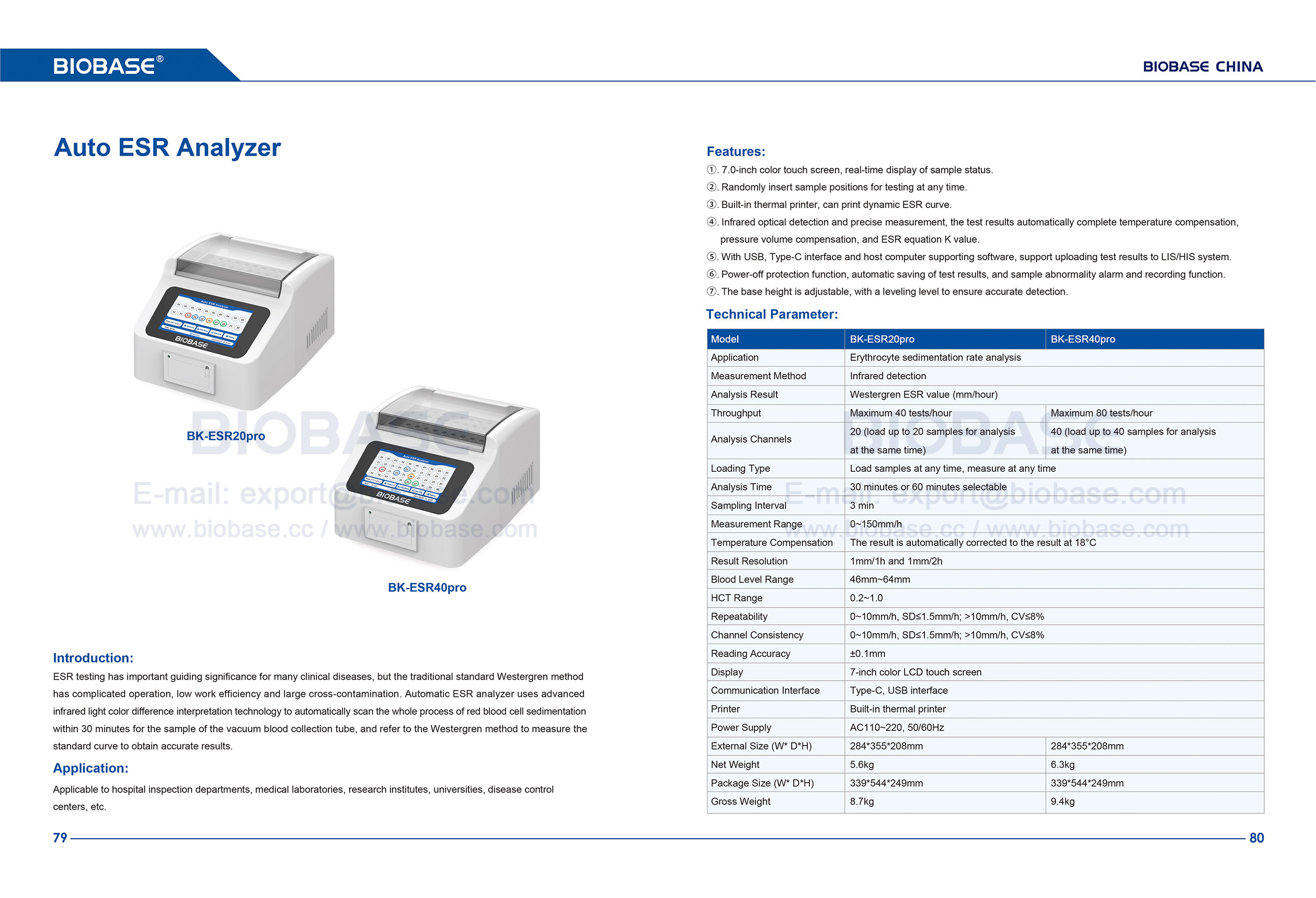 79-80 Analyseur ESR automatique BK-ESR20Pro BKESR40Pro