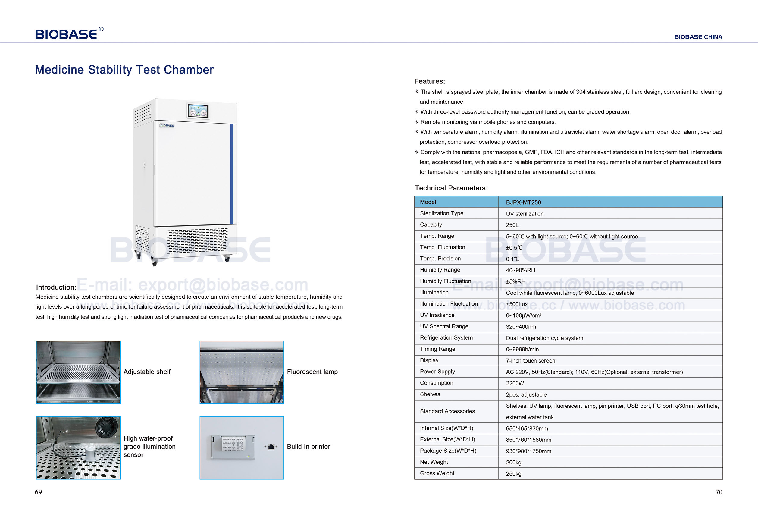 69-70 Chambre de test de stabilit&eacute; de m&eacute;decine