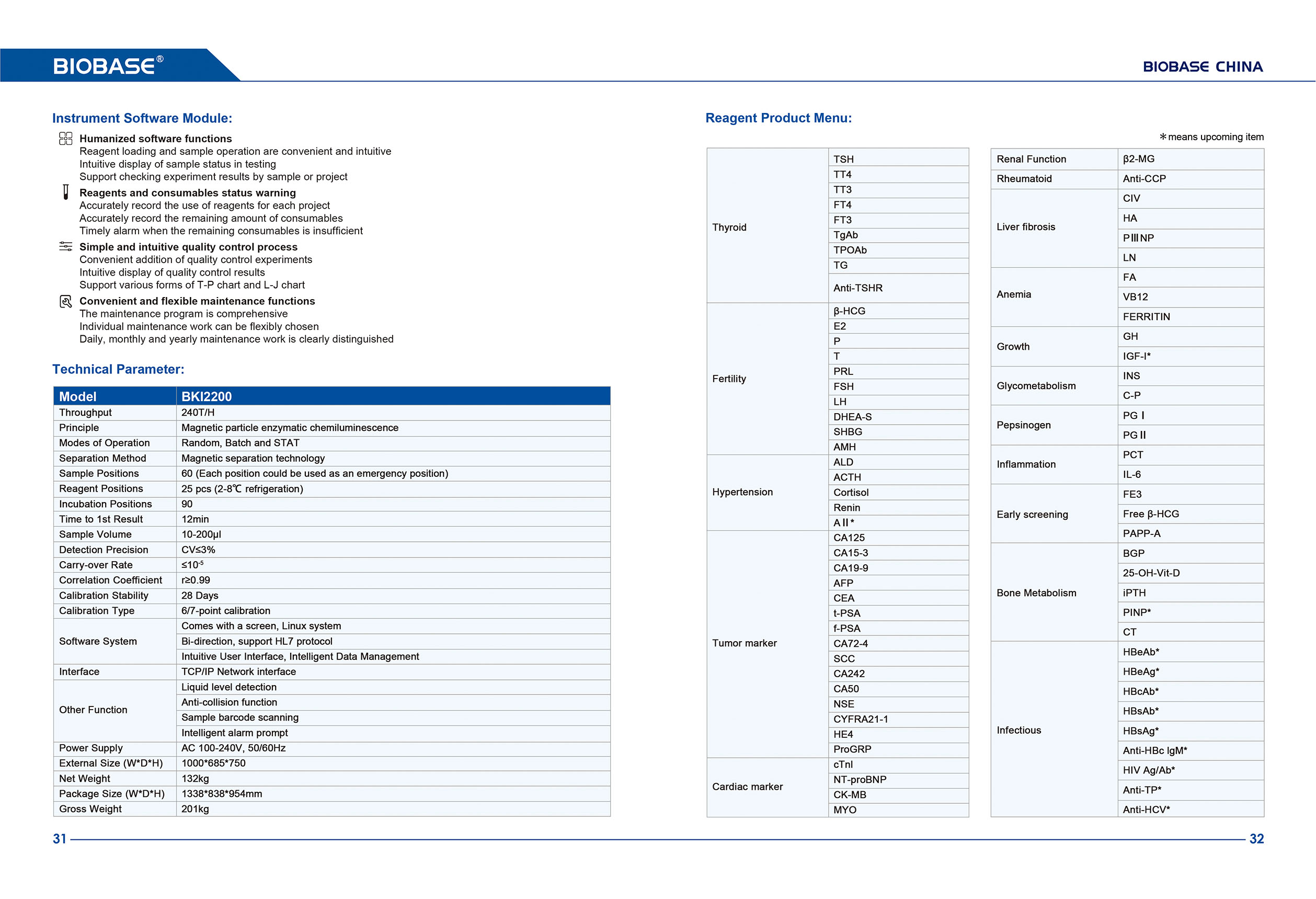 31-32 Syst&egrave;me d'immunoessai automatique par chimiluminescence BKI2200 2